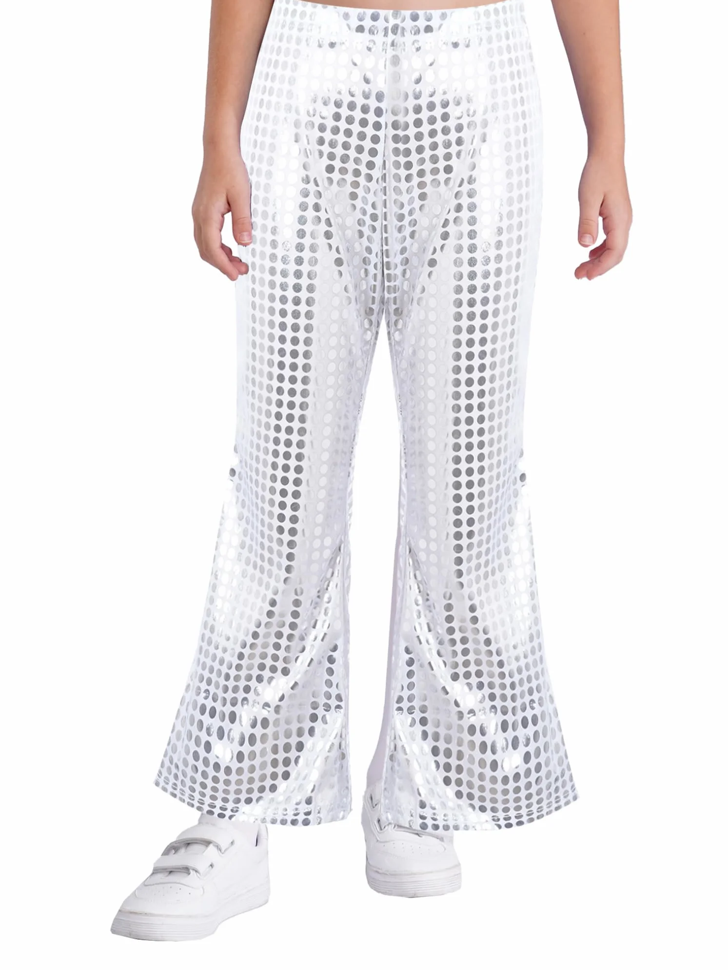 Freebily Pantalones Acampanados de Lentejuelas para Niños con Cintura Elástica para Baile Latino Hiphop