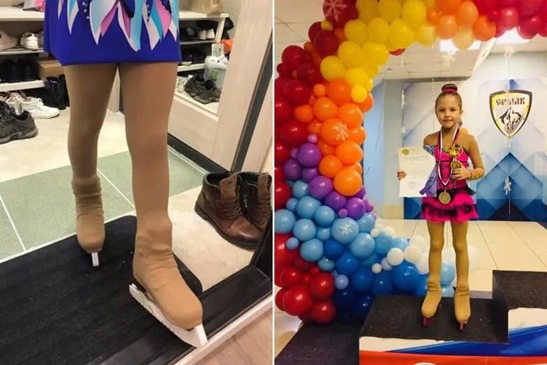 Medias de patinaje artístico para niños y adultos con hebilla