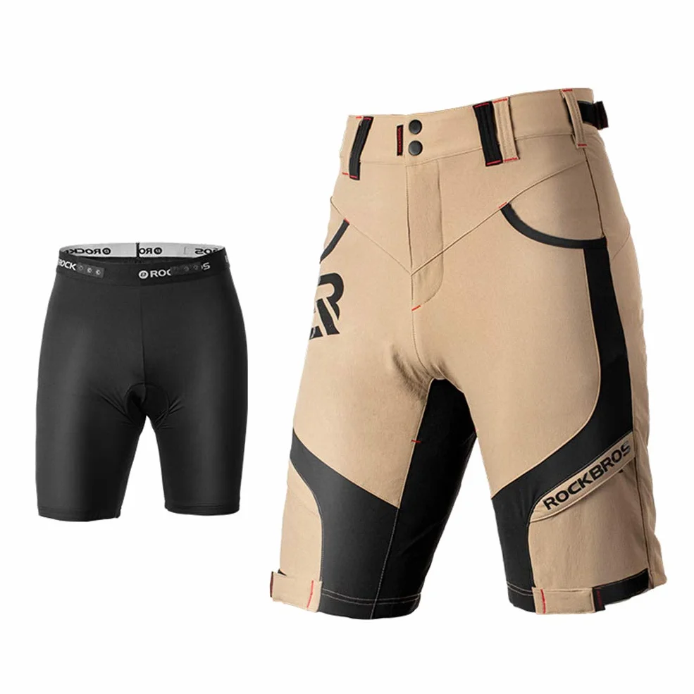 ROCKBROS Pantalones Cortos de Ciclismo 4D Acolchado con Ropa Interior de MTB Bicicleta Montaña Deporte para Hombres