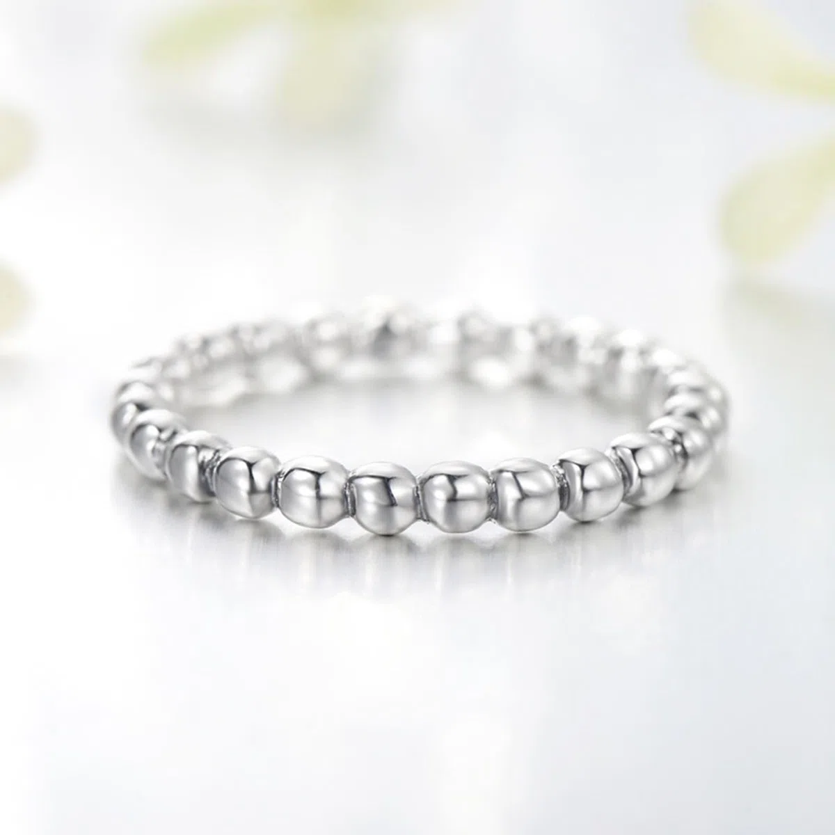 Anillos de compromiso de oro blanco de 9 K/14 K, 2,7 mm, perlas para mujer