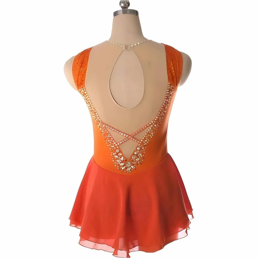 Vestido De Patinaje ArtíStico para Mujer, Traje De Patinaje sobre Hielo Sin Mangas con Falda EláStica, Maillot Transpirable para CompeticióN