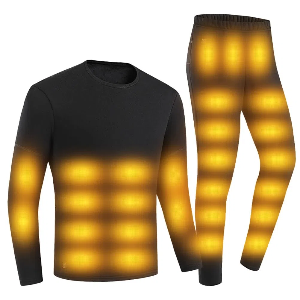 Ropa Interior Térmica Calefactable para Hombres, Conjunto De Pantalones Largos Eléctricos con 52 Zonas De Calefacción, Camiseta Y Pantalones como Capa Base Calefactable