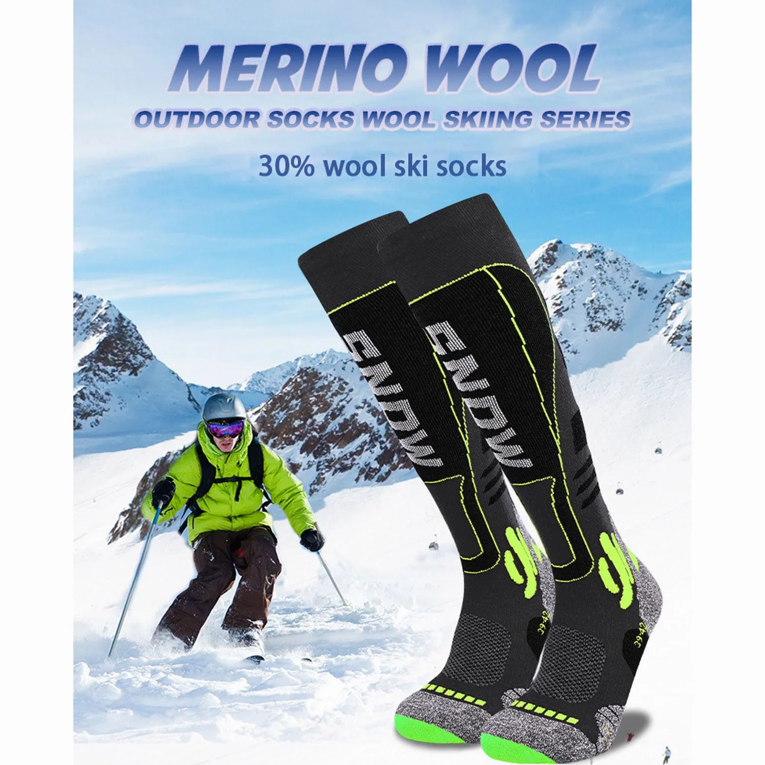2 Pares Calcetines Esquí Lana Merino Para Hombre y Mujer Térmicos y Resistentes Calcetines Invierno Hasta la Rodilla Ajuste Anatómico Absorbe la humedad para Esquí,Snowboard y Excursionismo