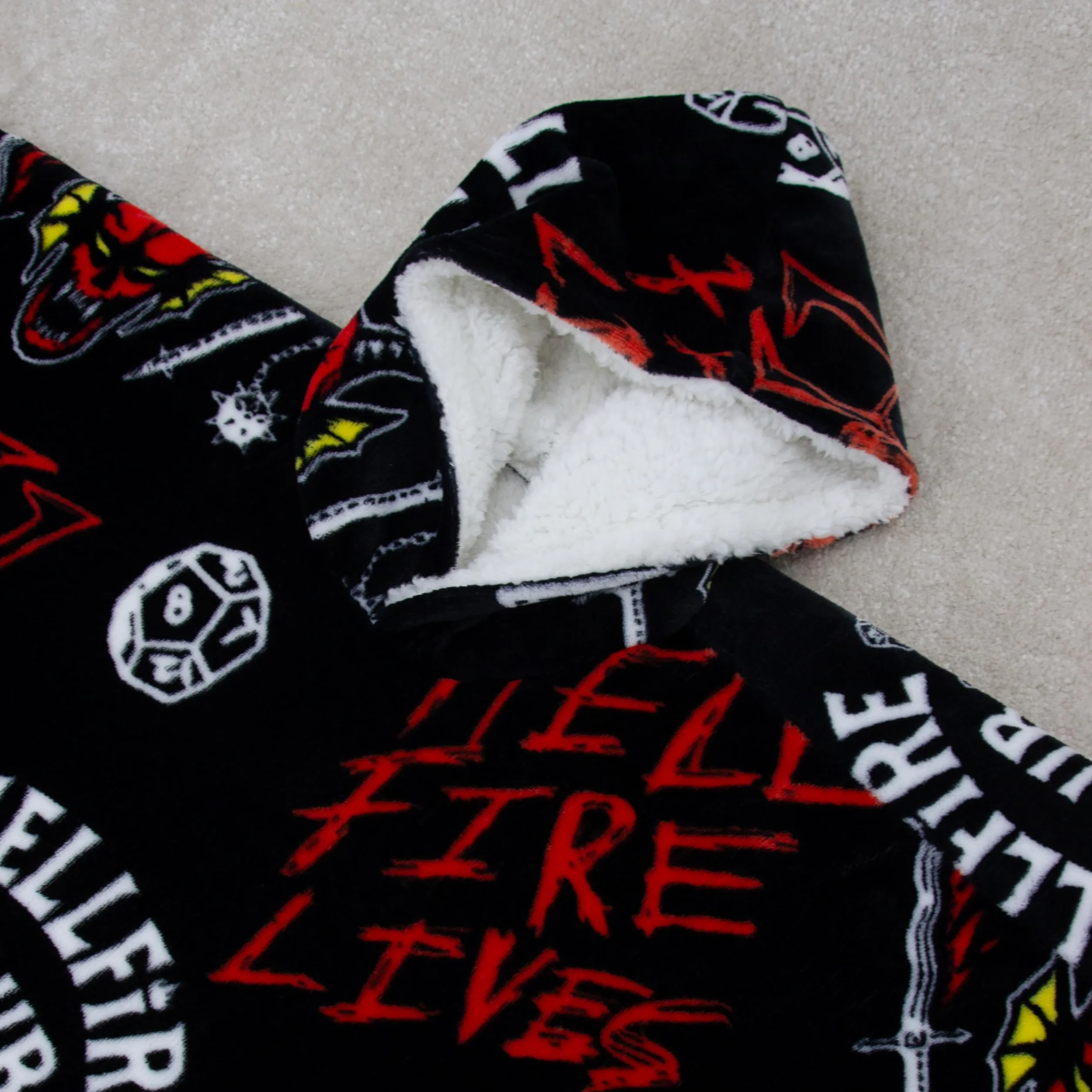 Stranger Things Poncho de forro polar con capucha oficial, diseño demagorgon, cálido y suave