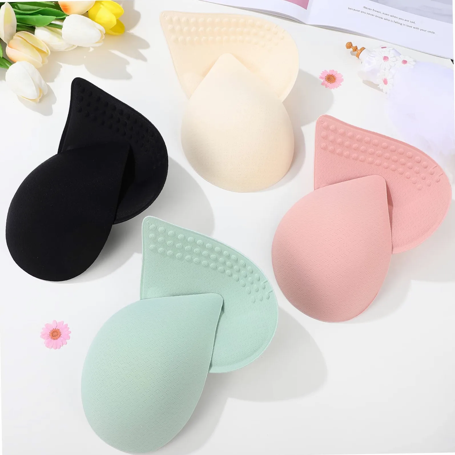 12 Pares de Almohadillas de Sujetador Hechas de Fibra Elástica y Poliéster para Mujer Cómodas y Ligeras para Tops de Bikini y Sujetadores Deportivos