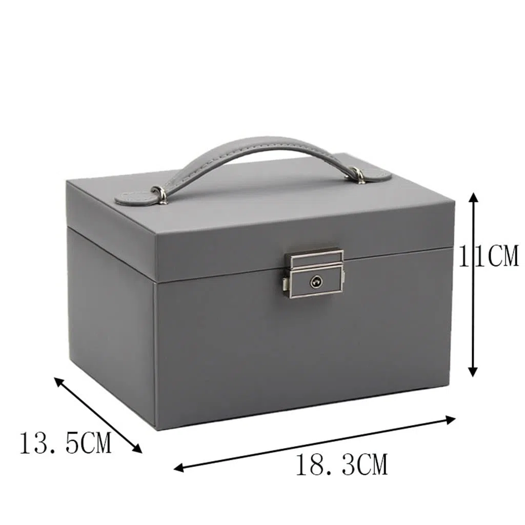 Caja de Espejo para Damas, de Cuero sintético, para Guardar Pendientes, Anillos, Collares y exhibir con Cerradura.