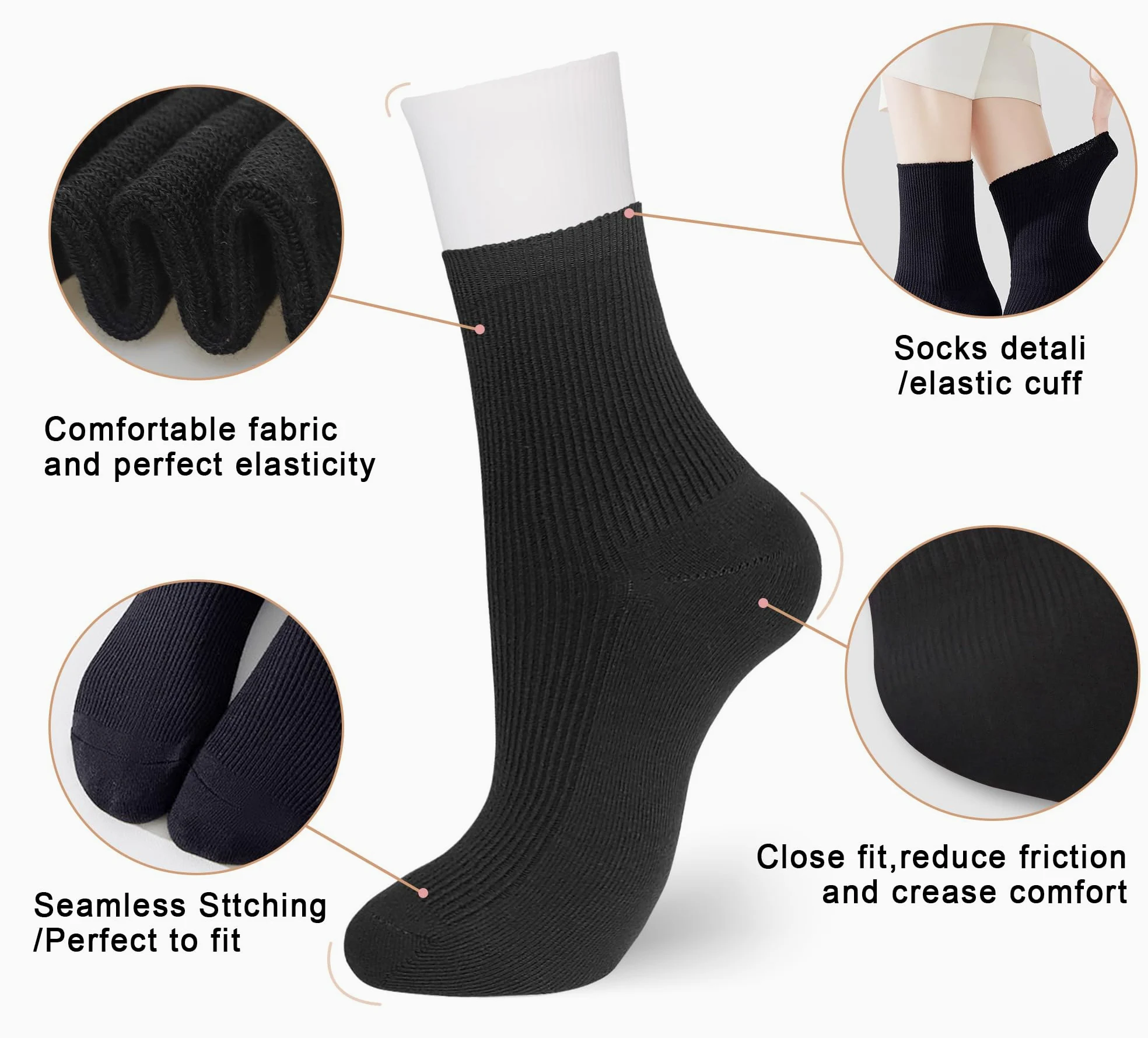 Calcetines de algodón para mujer, finos, informales, atléticos, estéticos, para mujer, calcetines acanalados para el tobillo