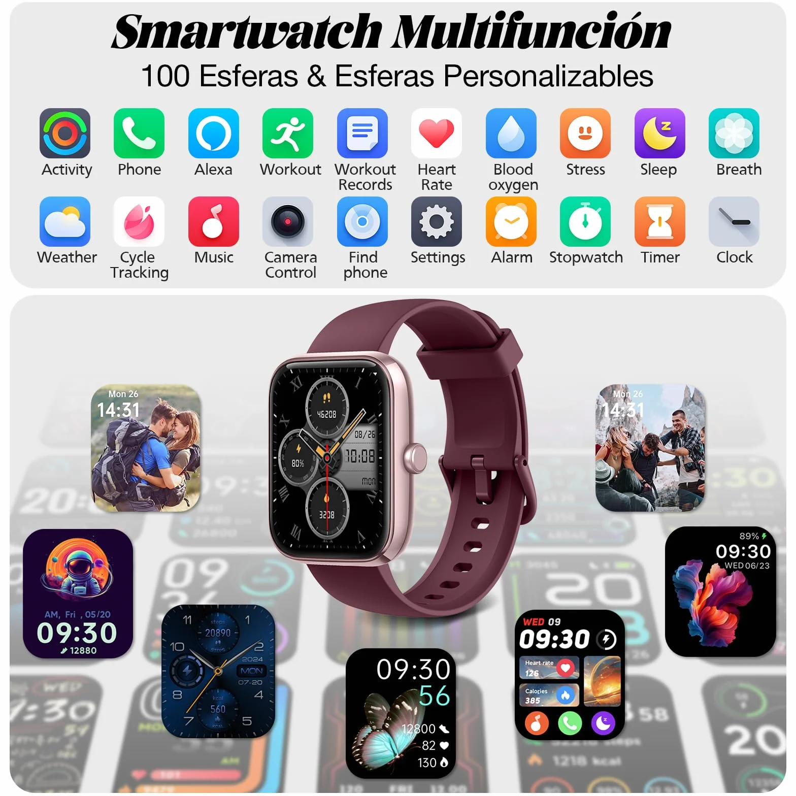 Smart Watch for Men Women with Bluetooth Call, Alexa Built-in, WhatsApp Notifications, Fitness Tracker with Heart Rate/SpO2/Sleep/Pedometer, 1.83" DIY Dial, 100+ Sports Modes, IP68 for Android iOS
