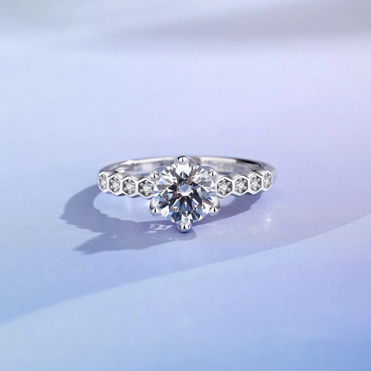 Anillo de compromiso para mujer, oro blanco, elegante, con moissanite de 1 ct, oro auténtico, solitario