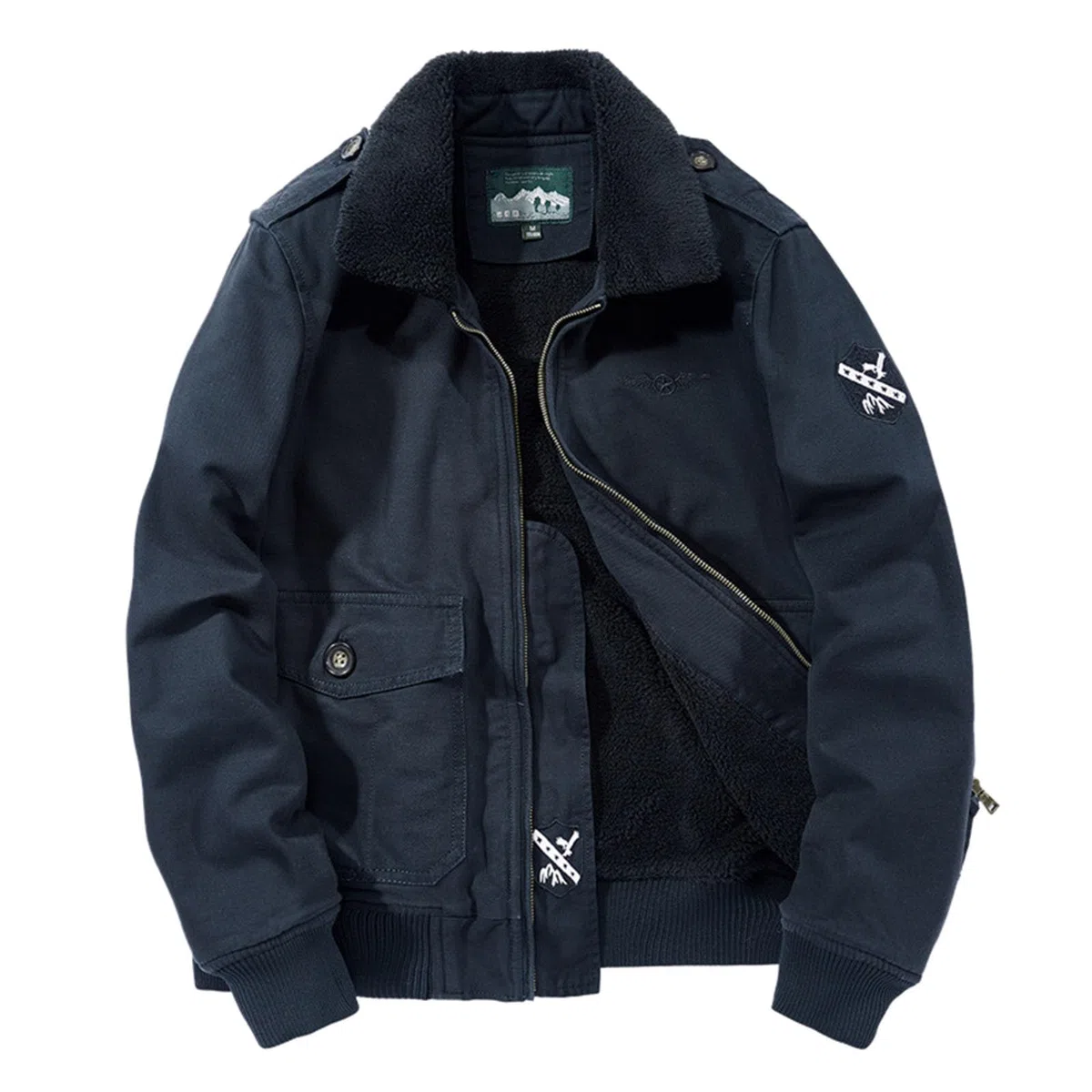 Forro Polar Hombre, Chaqueta de Vuelo cálida e Informal con Cuello Polar para Hombre