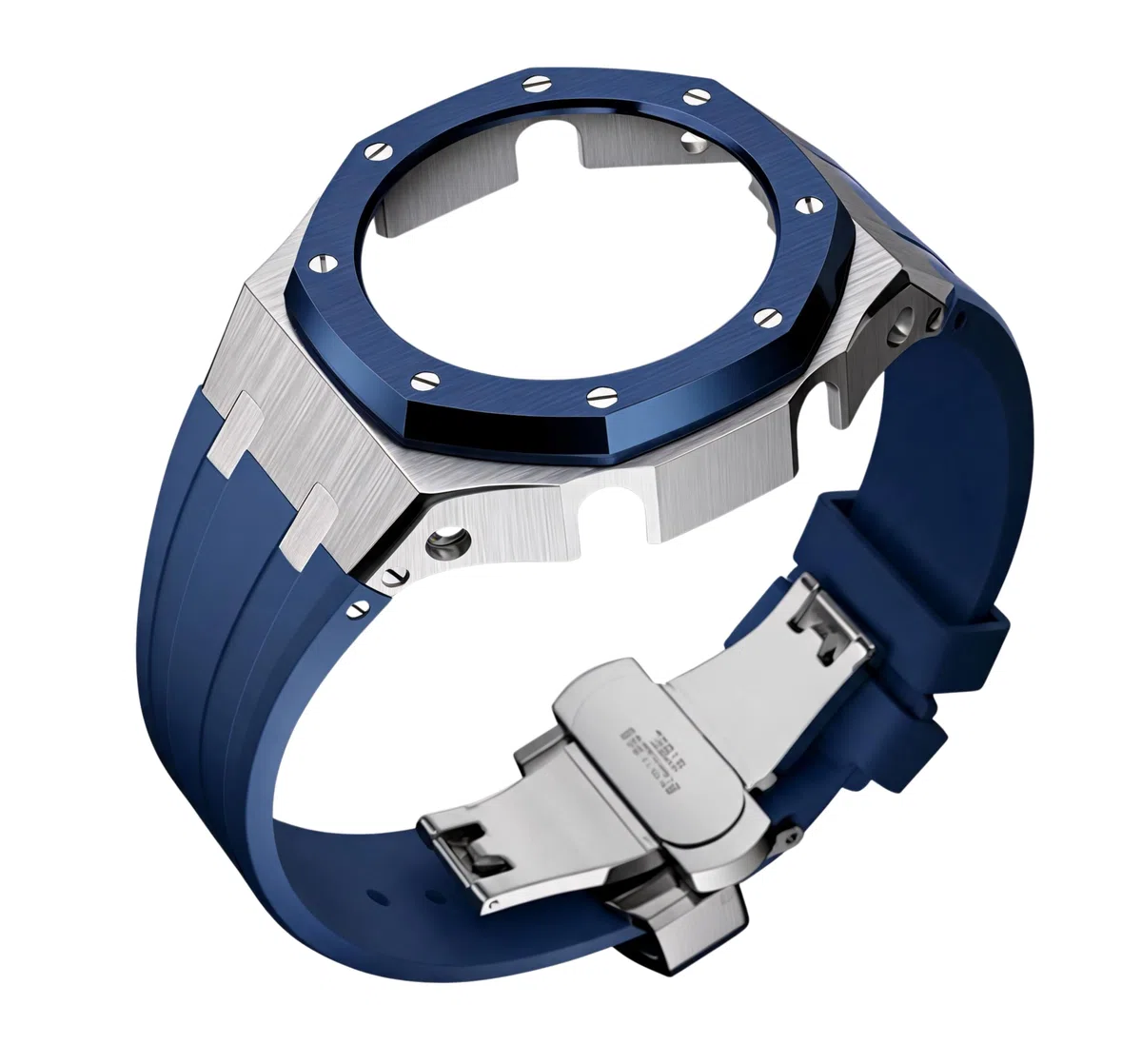 Repuesto Correa de Reloj de Silicona con Bisel de Acero Inoxidable 316L compatible con Casio G-Shock GA-2100 / GA-2110 | Azul