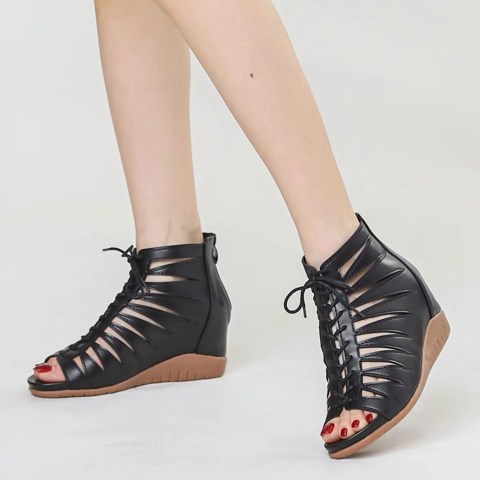 Genérico Cuñas Mujer Plataforma Sandalias Tacon Comodas Sandalias de Tacón de Cuña para Mujer,Bohemias Romanas Étnica Hueca para,Zapatos Playa Verano