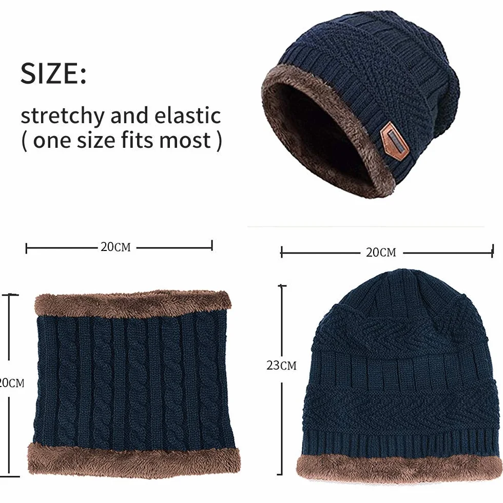 Gorro y Bufanda Niño, Conjunto Gorro y Bufanda de Punto 2 en 1, Gorro y Bufanda de Invierno con Forro Polar para Niños y Niñas