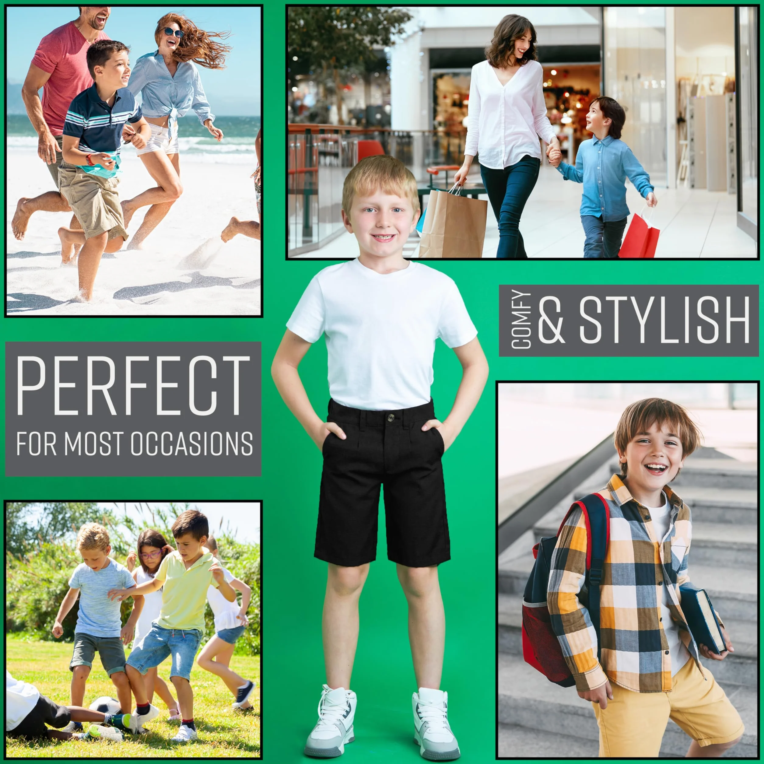 CityComfort Pantalon Corto Chinos para Niños con 2 Bolsillos y Cintura Elástica