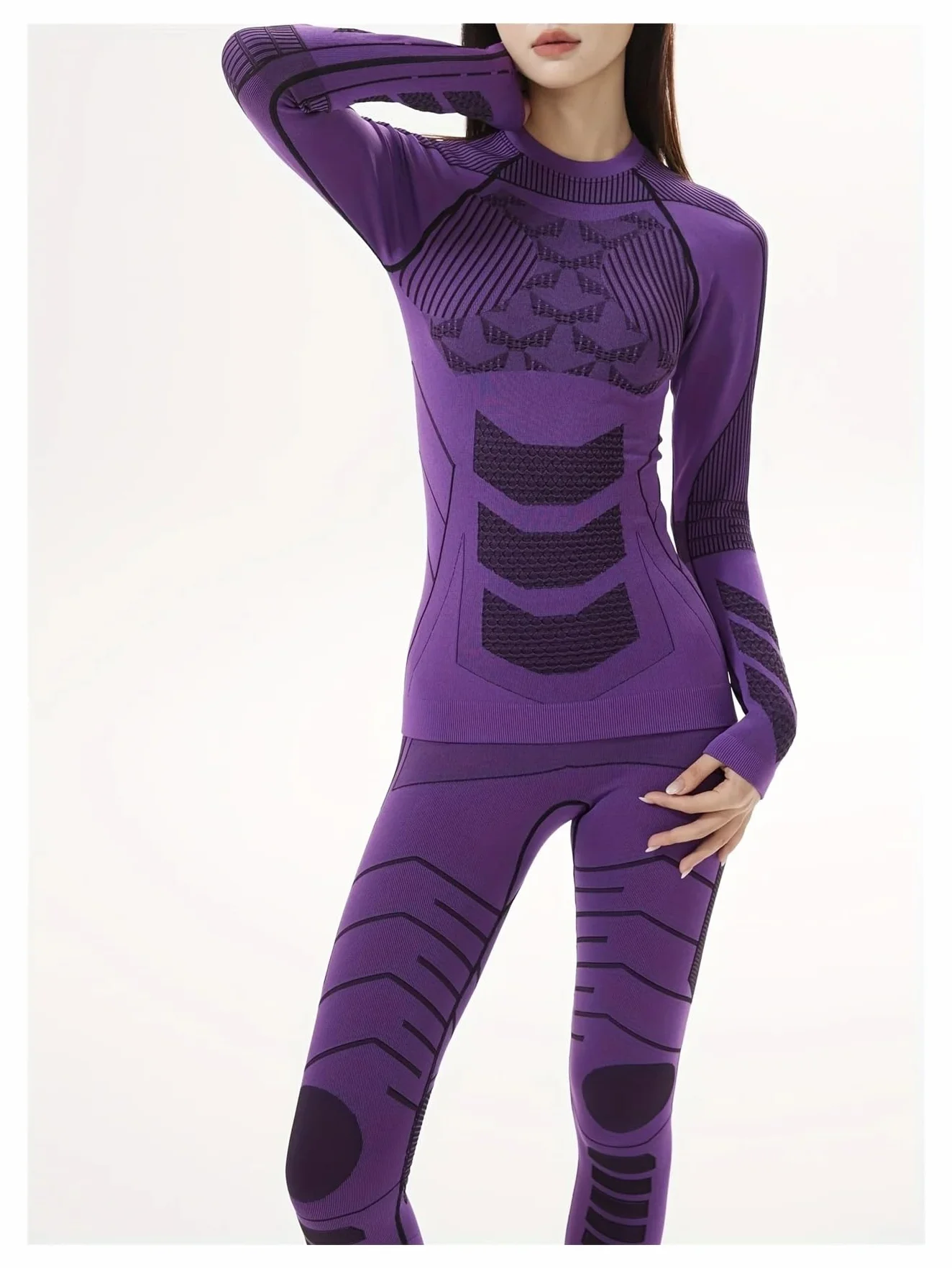 Conjunto TéRmico Transpirable Ropa Conjuntos de ropa interior de esquí cálida for invierno, ropa interior de esquí for hombre y mujer, tela de nailon comprimida, chándal de secado rápido Para El FríO