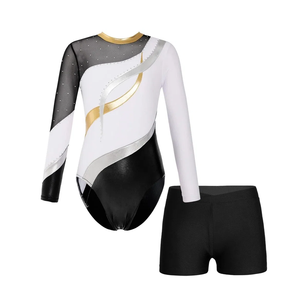 Leotardo para Competición de Gimnasia Leotardos de gimnasia for niñas, leotardos bronceadores de manga larga, vestido de Ballet, ropa de práctica de baile(Red,8)