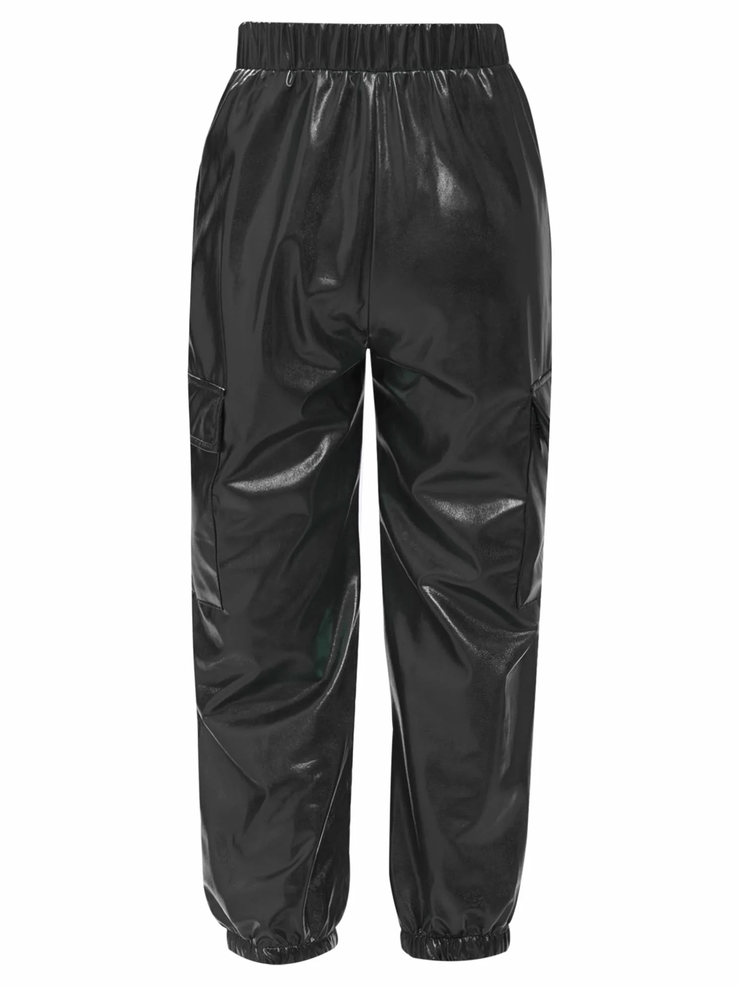 Freebily Pantalones de Cuero Metálico Brillante para Niñas Niños Deportivos Elásticos Jazz Hip Hop Baile