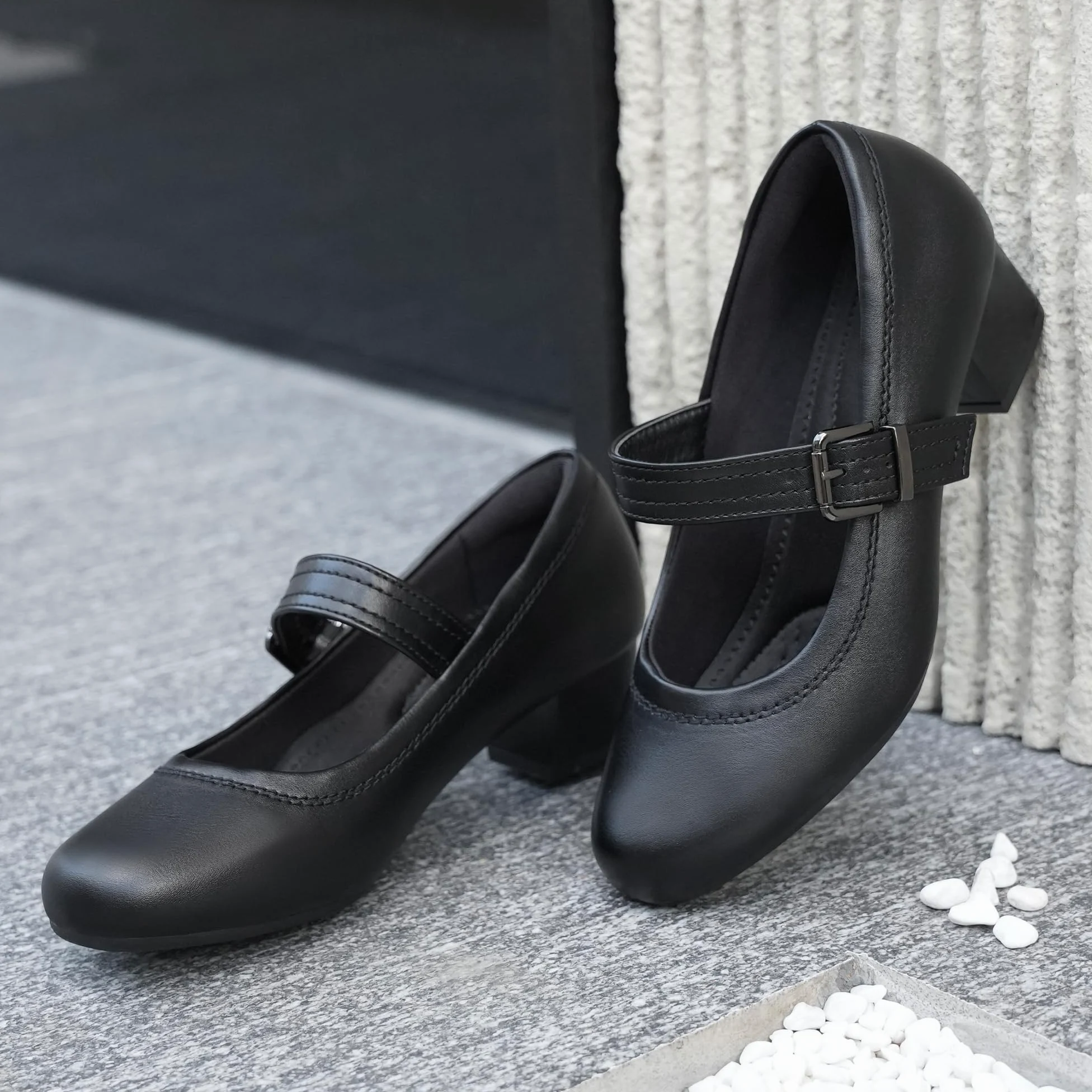 Ortho + Rest Zapatos Mary Janes para juanetes Zapatos ortopédicos de Vestir Tacones Bajos y Gruesos Bombas de Trabajo