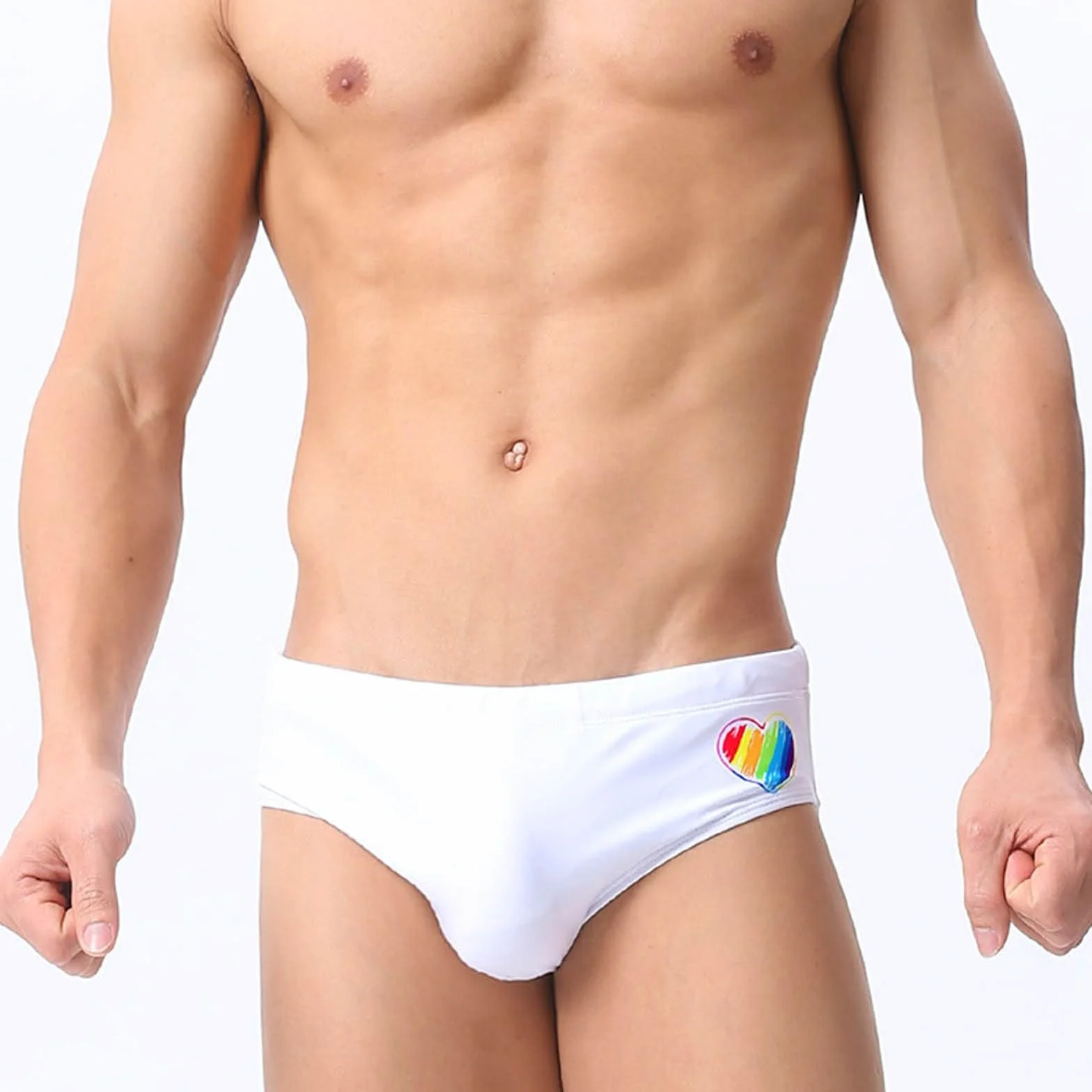 Bañador Hombre Slip Corazones con Relleno Deportivo Ropa de Baño Corto con Cordón Surf Natación Piscina