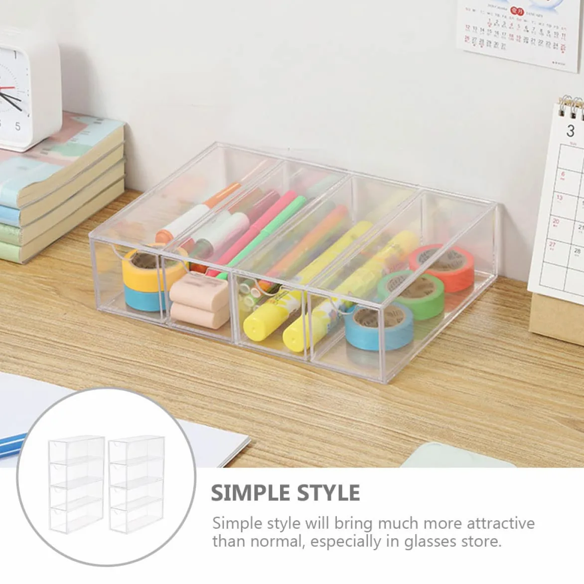 FOMIYES Caja Organizadora de Plástico sin Rebabas 2 Piezas para Gafas de Sol Diseño Simple para Uso Personal en Casa o Tienda