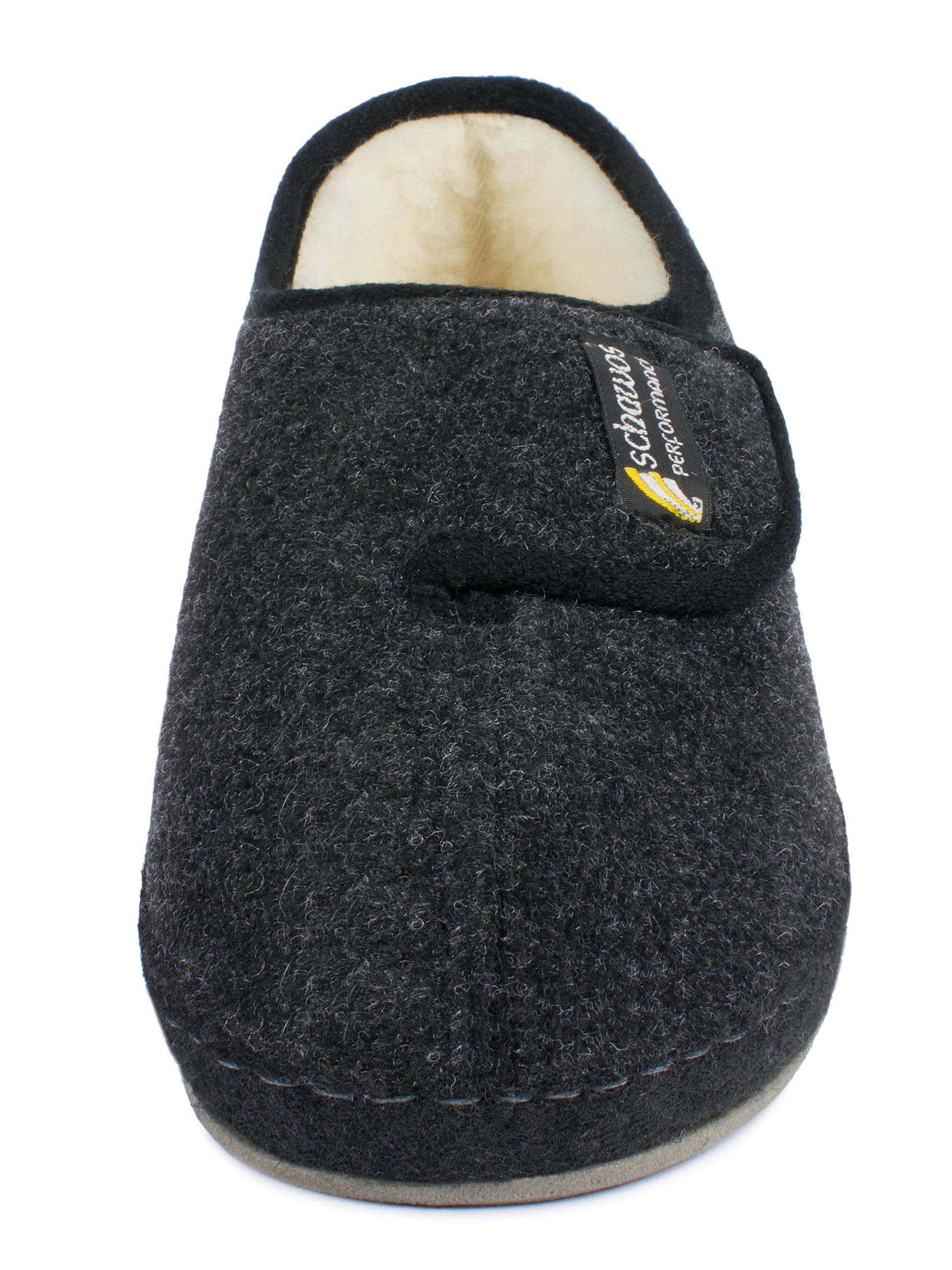 SCHAWOS Hombre Zapatilla con Cierre Ajustable 6064 – Pantufla de fieltro con forro de lana, antideslizante y cómoda
