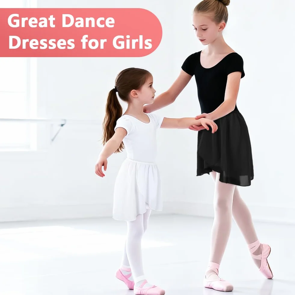 Falda de Danza Ballet para Niña, Falda Corta Gasa de Baile, Faldas Cruzada de Ballet con Cintura Elástica