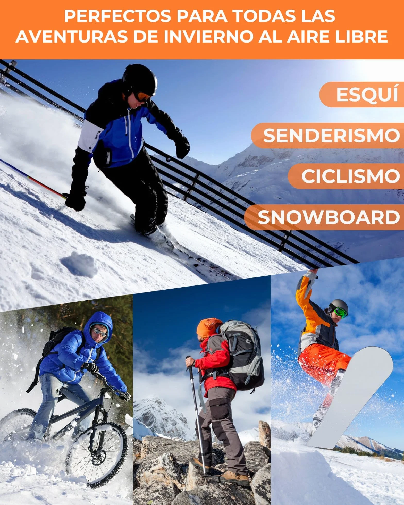 Calcetines de Esquí Lana Merino Térmicos – 2 Pares Calcetines Altos para Hombre y Mujer, Cálidos, Transpirables e Imbottados para Nieve, Snowboard y Invierno