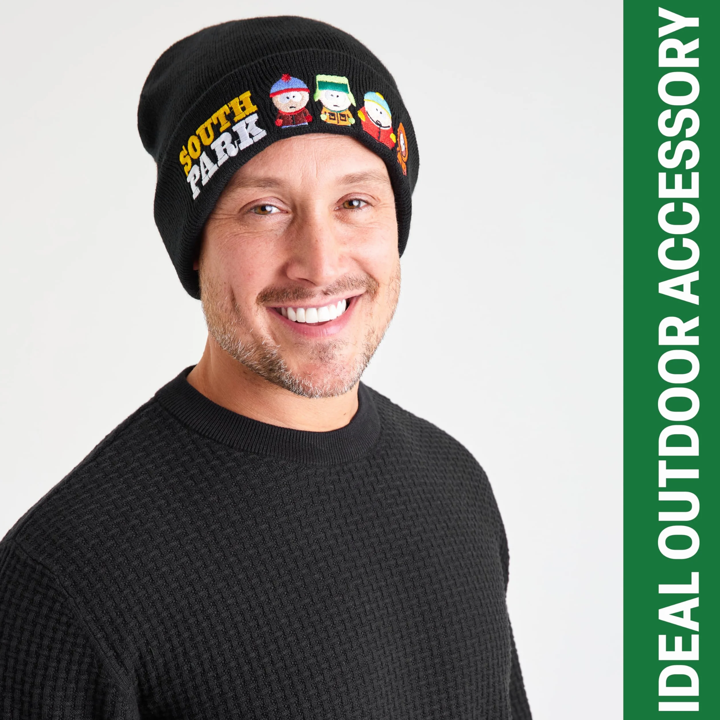 South Park Gorro Negro o Conjunto Bufanda Guantes y Gorro Adolescente, Accesorios de Invierno Cálidos para Días Fríos
