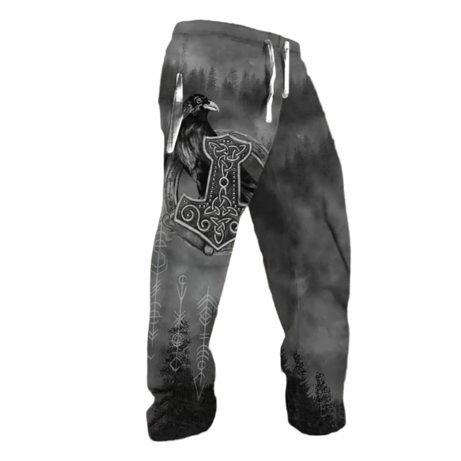 Pantalones vikingos medievales para hombre impresos en 3D Hip Hop Streetwear Vintage Casual con cordón