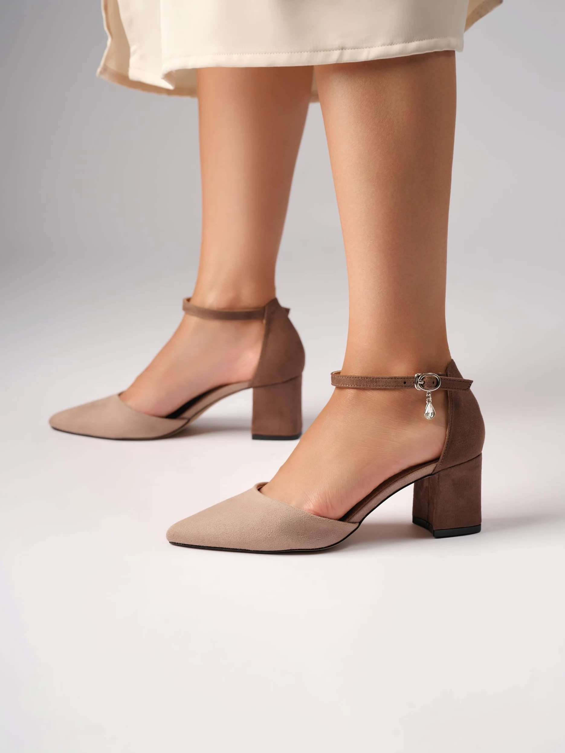 Zapatos de tacón para mujer, color marrón, tacón de bloque de 5,5 cm, de ante suave, zapatos de tacón para mujer, zapatos de tacón suave, zapatos de tacón para mujer, HF749