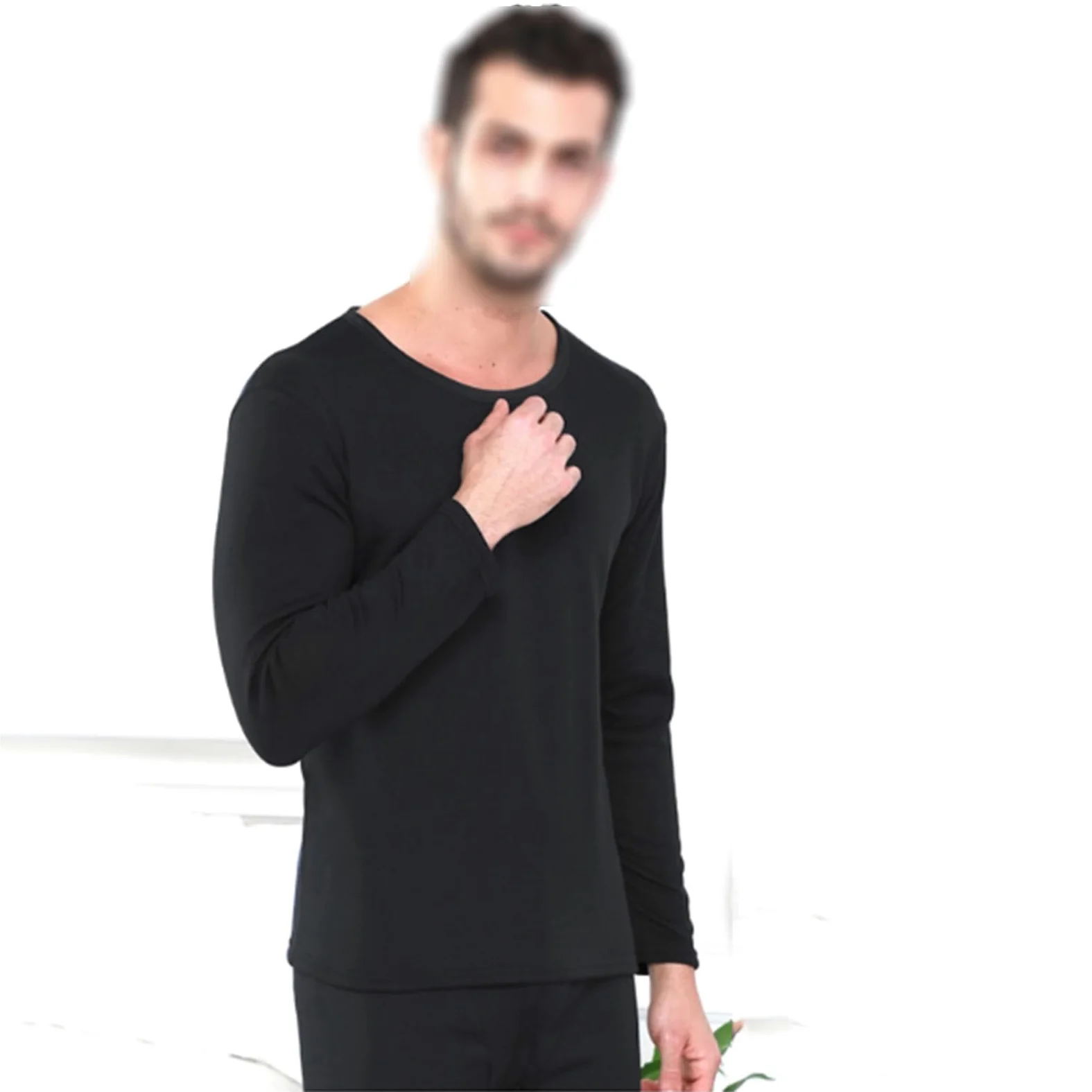 Conjunto de Invierno cálido y Suave, Transpirable y Que realza la Figura, un Conjunto de Ropa Interior térmica Unisex Que Incluye una Camiseta de Cuello Redondo,Black (a),3XL