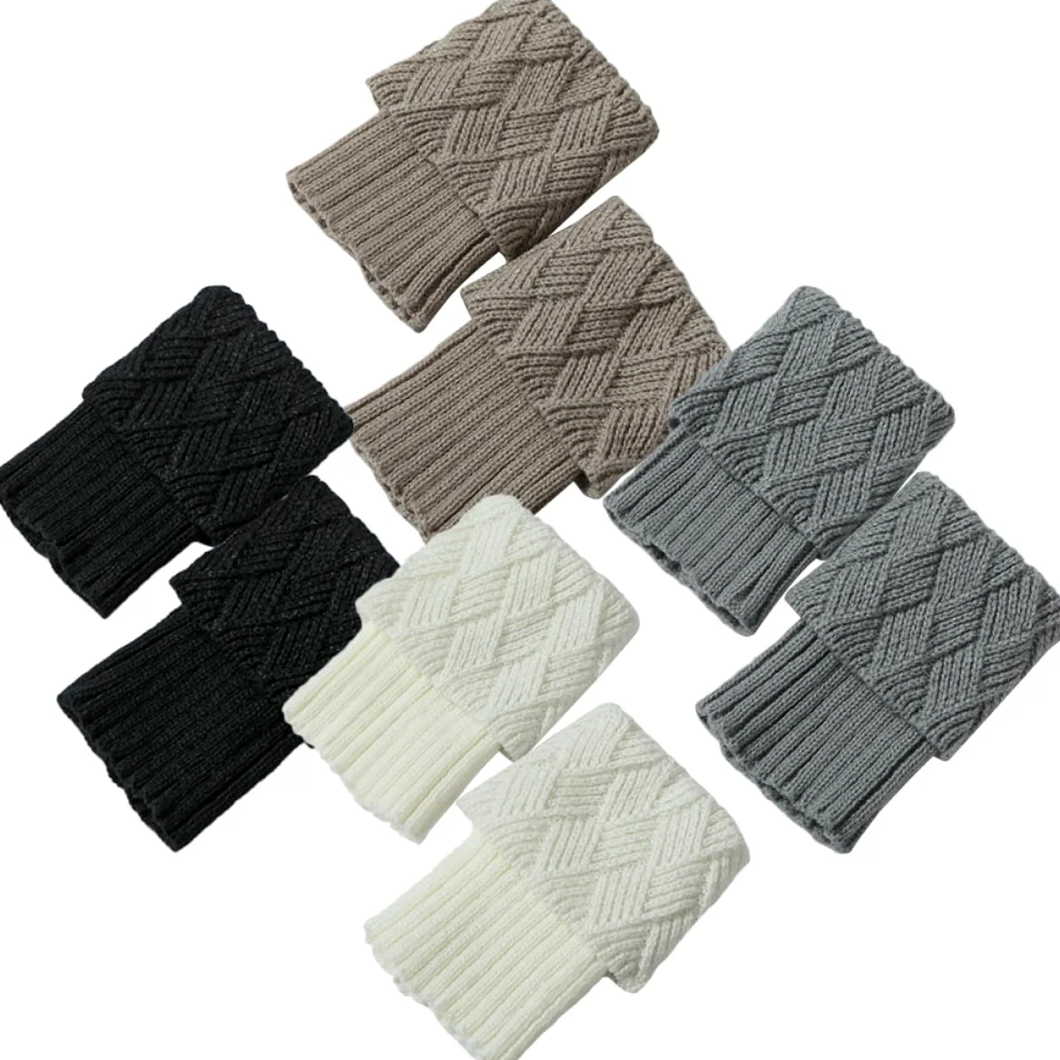NOLITOY 4pares Leggings Cálidos Tejidos para Mujer Calentadores de Piernas Cortos Invierno Calentador de Piernas Calcetines para Botas