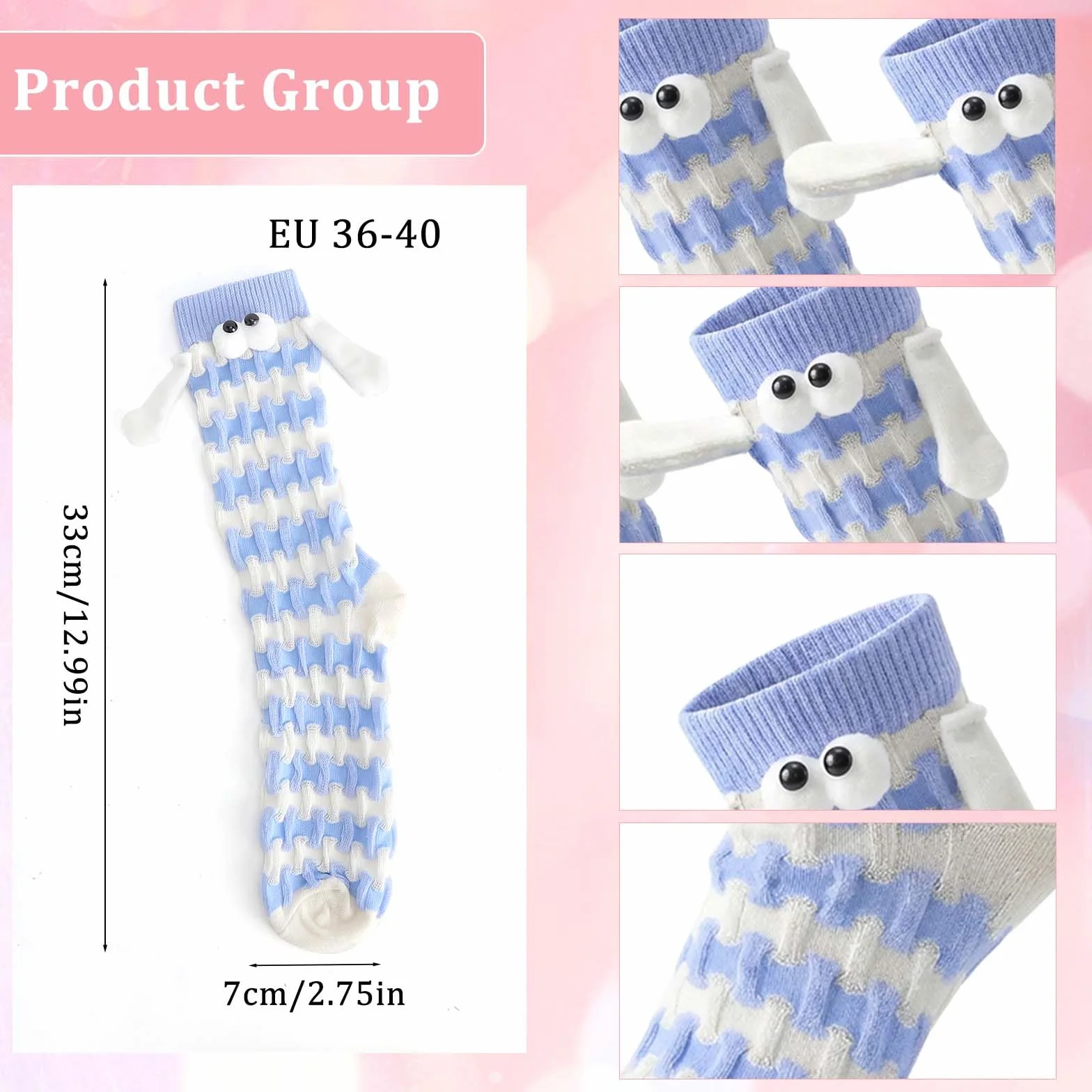 5 pares de calcetines magnéticos divertidos,Mediano Tubo Calcetines, calcetines 3d mano en la mano para mujeres hombres, par unisex divertido con las manos, calcetines para pareja