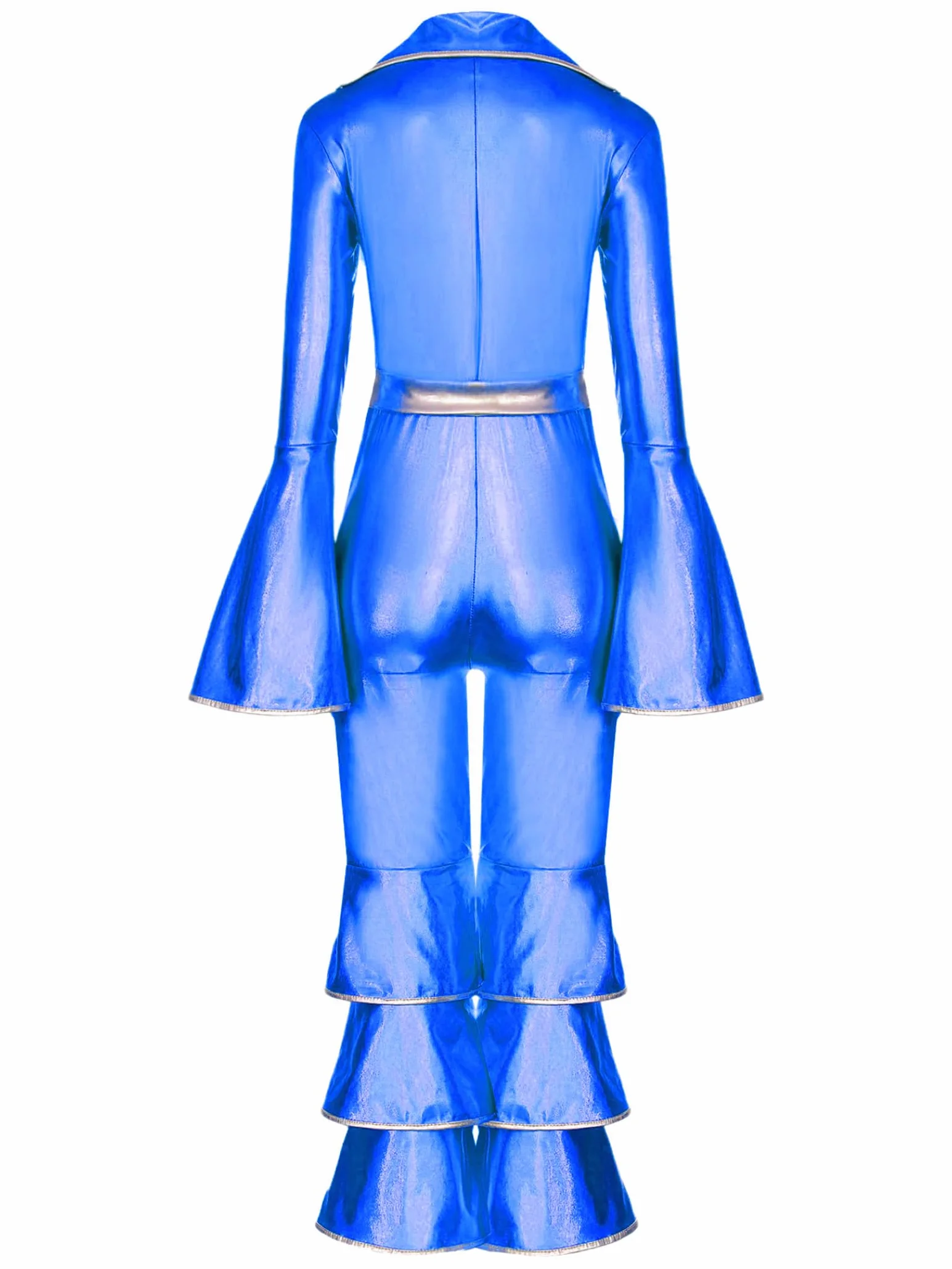 Traje De Baile Metálico Para Niñas Mono Con Volantes Disfraz De Discoteca Traje Completo Manga Larga Vestuario Baile Los Años 70 Para Actuación