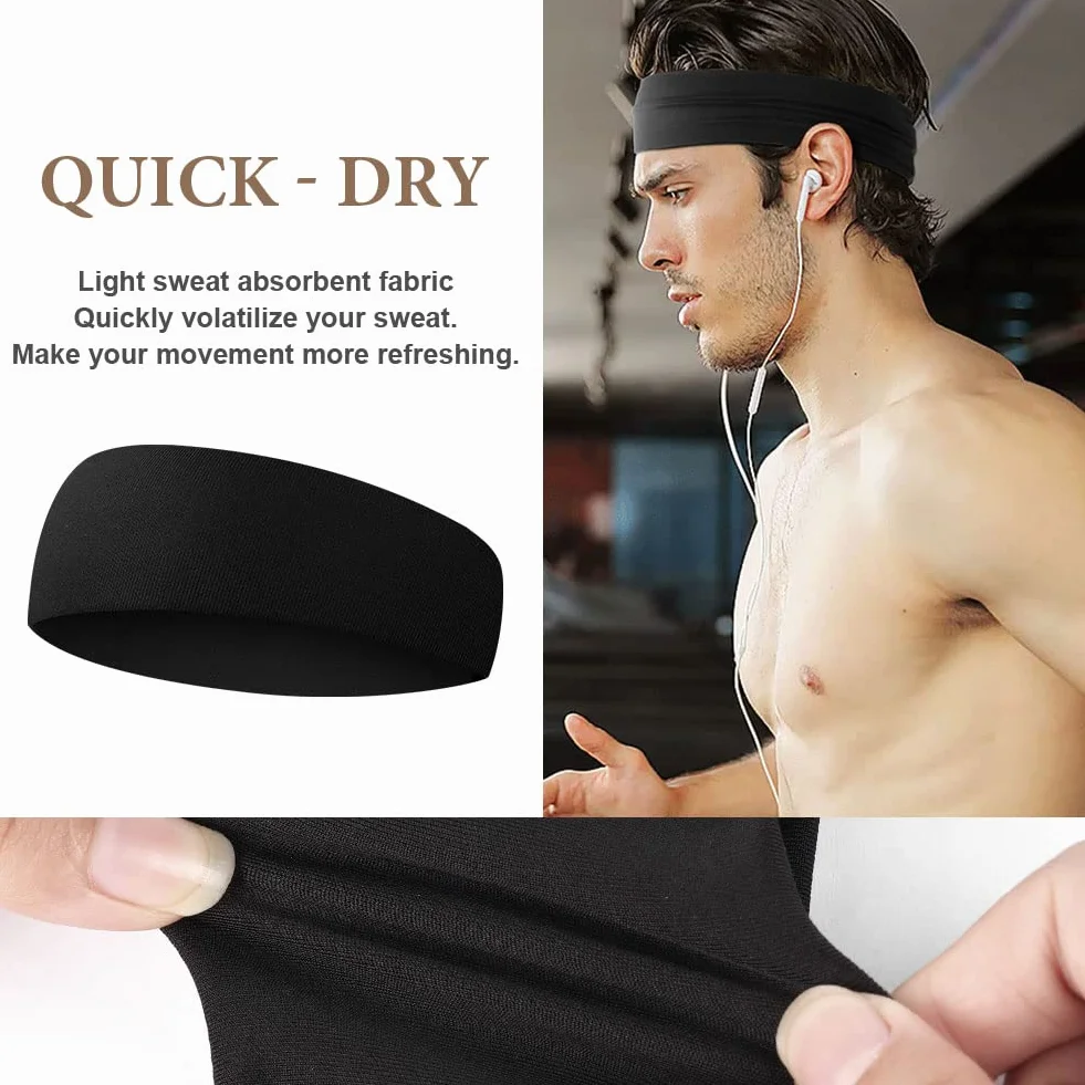 Cinta Pelo Deporte Hombre, Diadema Deportiva Elástica Durable, Cinta Sudor Cabeza Entrenamiento para Yoga, Fitness, Correr