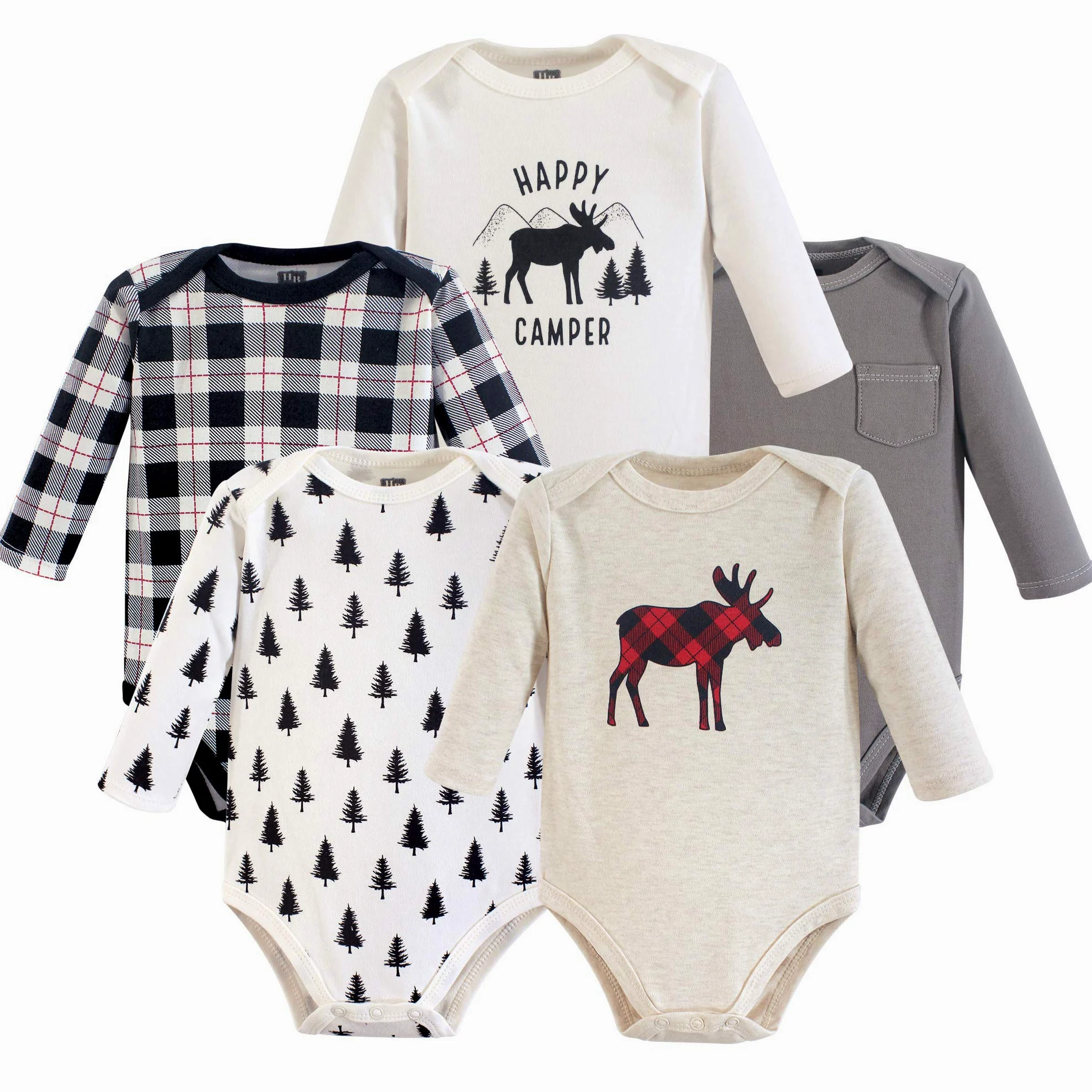 Hudson Baby Long Sleeve Bodysuits, 5 Pack