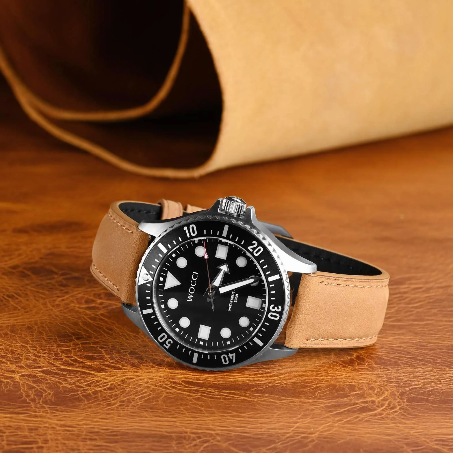 WOCCI Correa de Reloj, Cuero Genuino, Cuero con Forro Oscuro, Liberación Rápida, Ancho de Correa 18mm 20mm 22mm