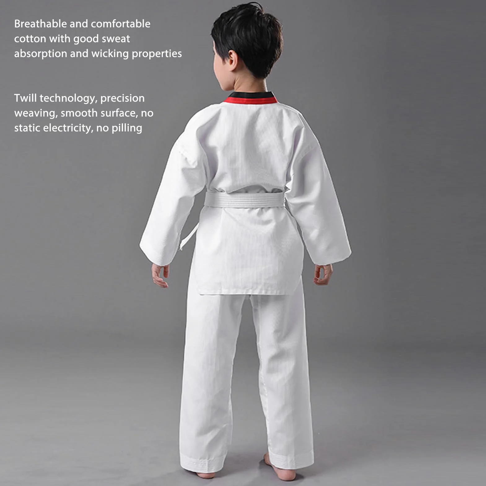 Traje de taekwondo para niños 136-146 cm Dobok uniforme entrenamiento transpirable ligero