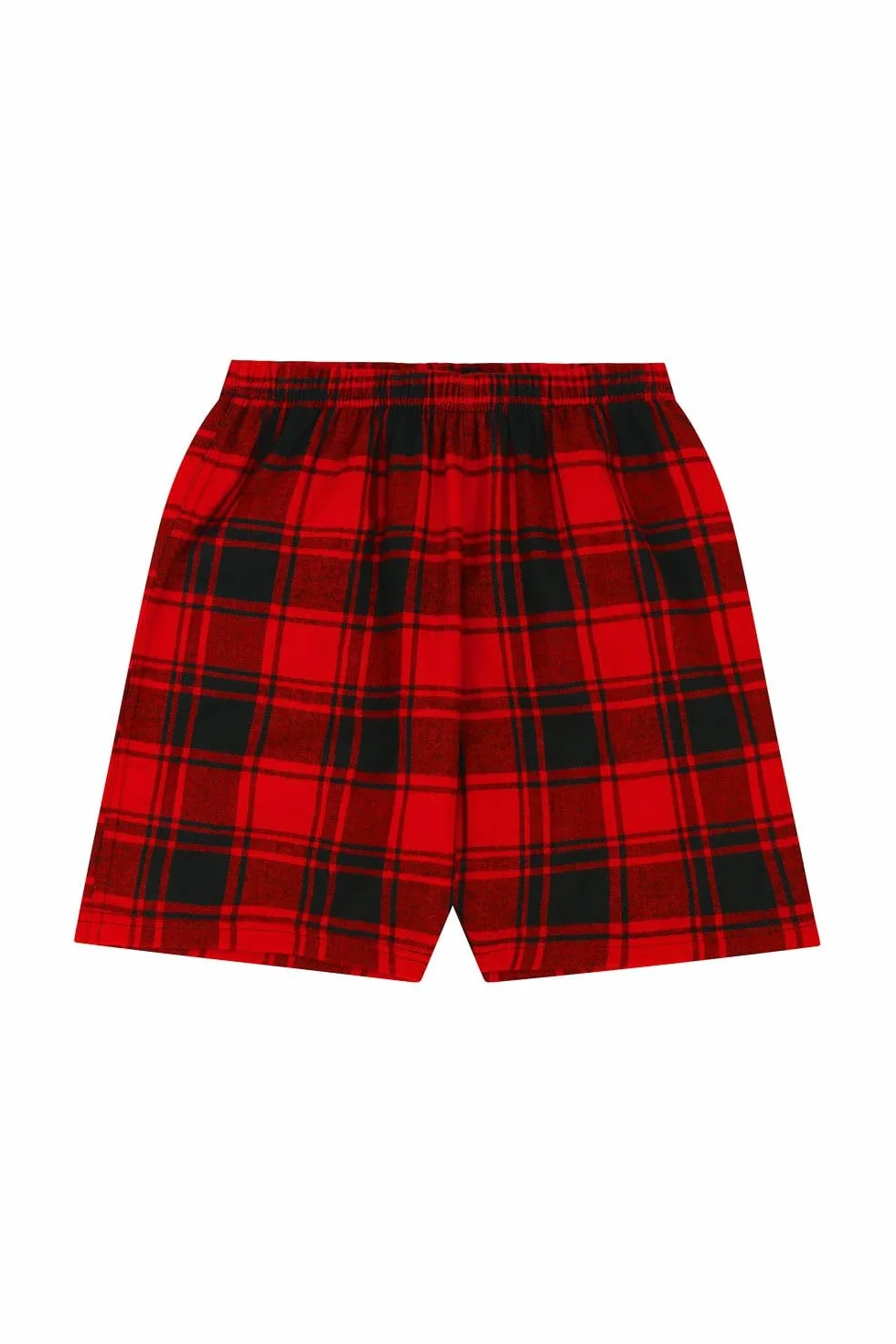 ThePyjamaFactory Pijamas Niño Corto Algodón Cuadros Rojo Negro