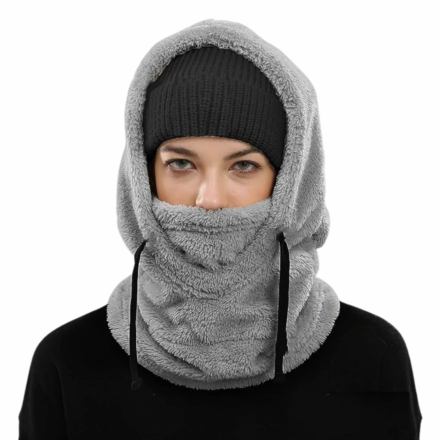 Gorra Termico Invierno Pasamontañas Forro Polar Prueba de Vient Caliente Capucha Bufanda para Esquí Ciclismo