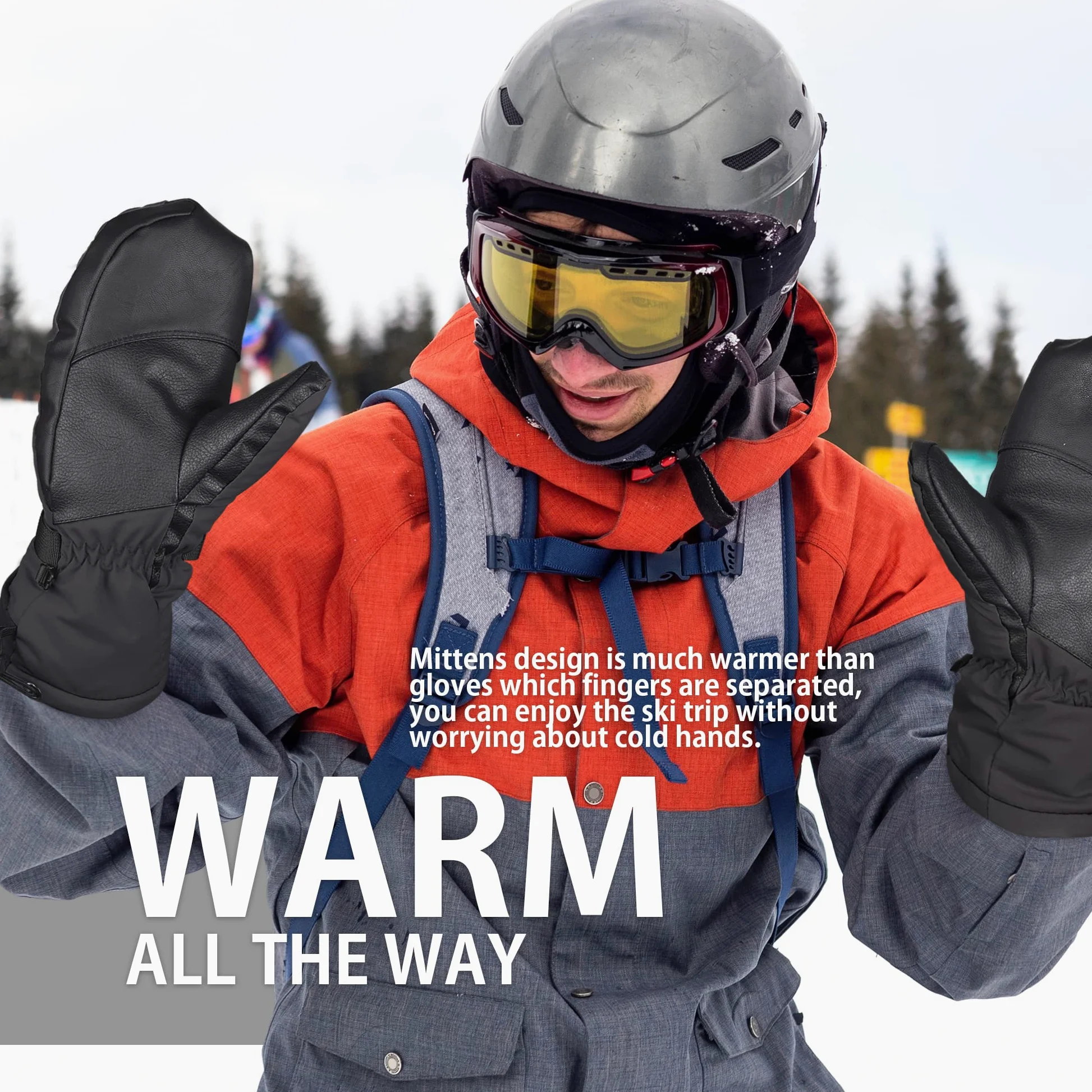 Manoplas Esquí Hombre Caliente Guantes Invierno Snowboard Impermeables Prueba Viento Térmica Thinsulate Mujer