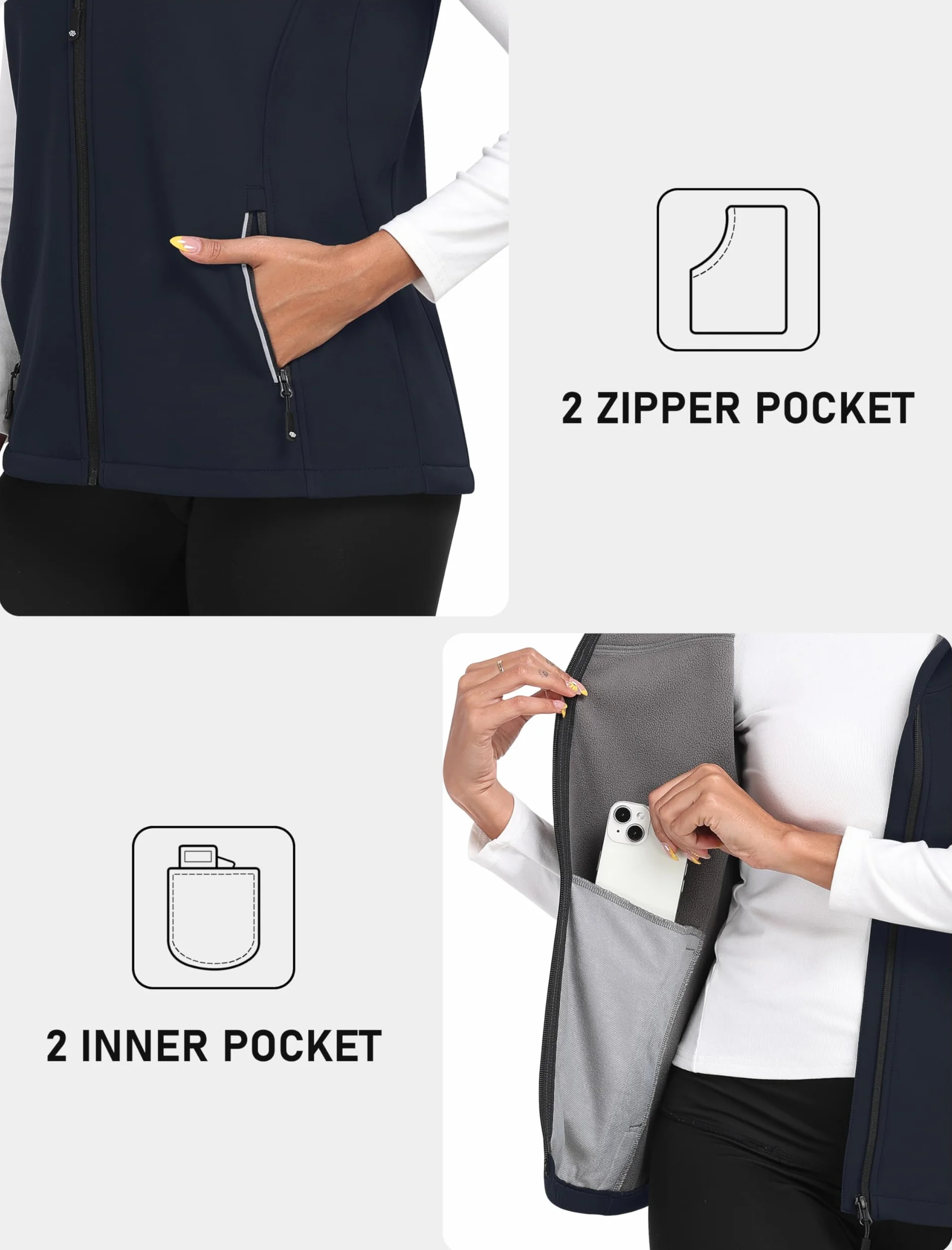 MoFiz Chaleco Ligero Softshell Mujer Chaqueta sin mangas Softshell Acampada Marcha