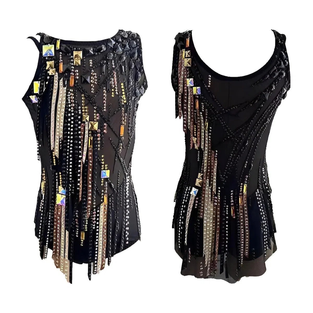 Maillot De Gimnasia Rítmica For Niñas Con Diamantes De Imitación, Sin Mangas, For Competición
