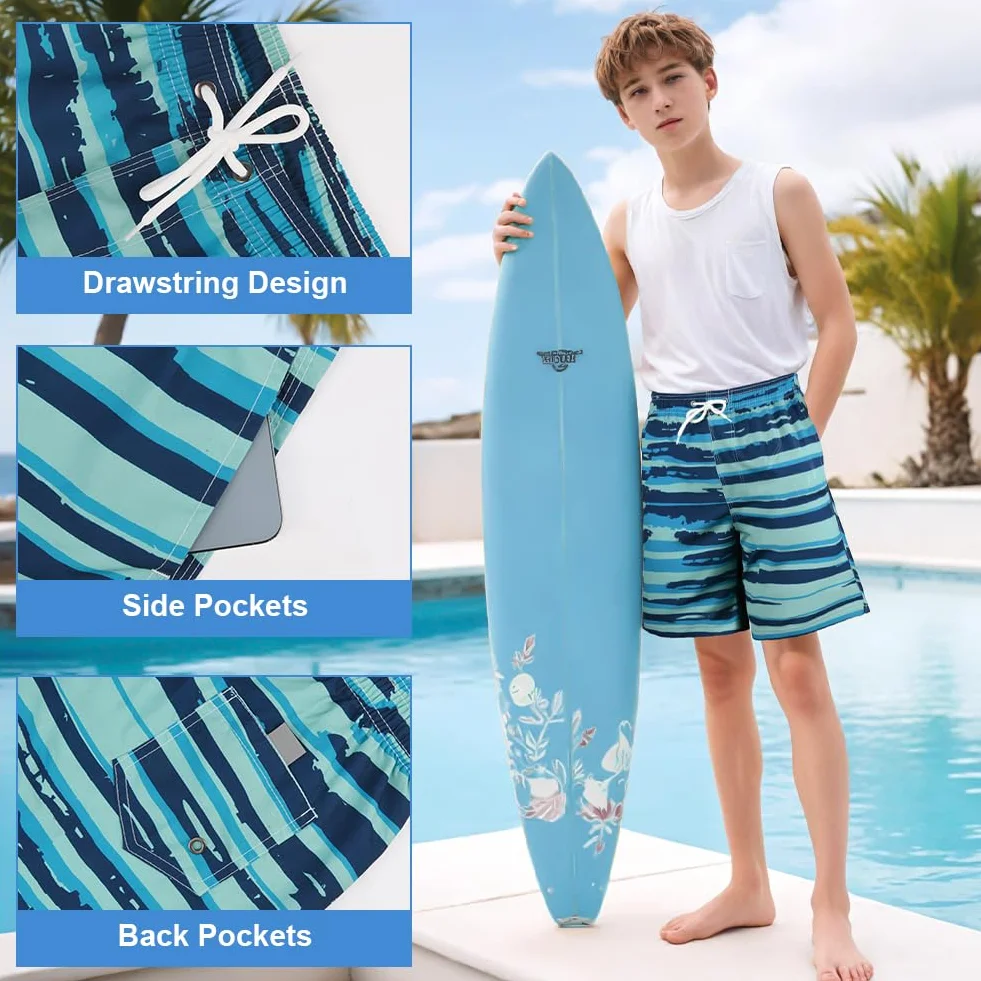Bañador para Niños de Secado Rápido, Shorts de Playa Natación Traje de Baño