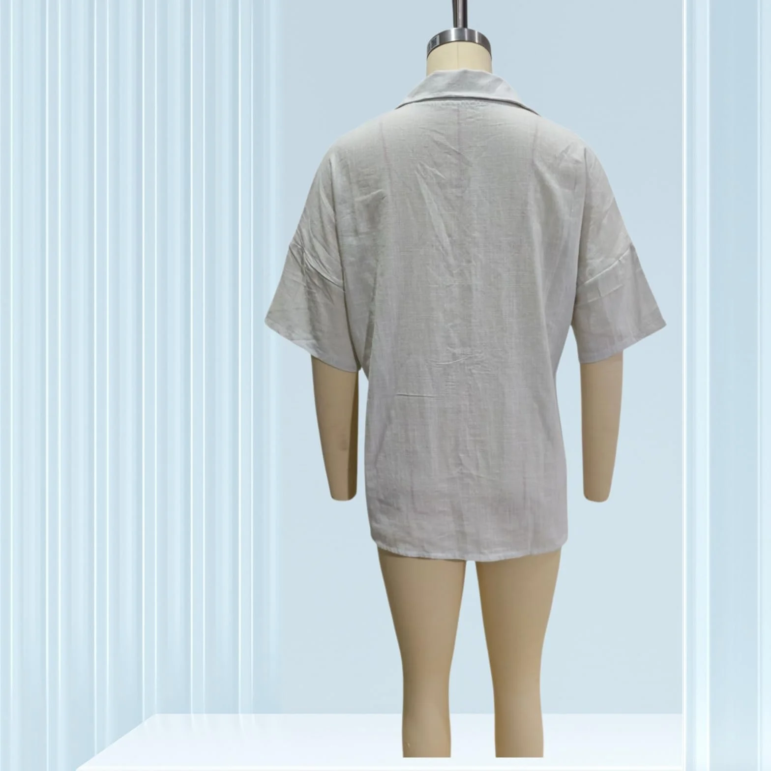 Polos de Lino para Mujer, Blusas de Manga Corta con Botones, Moda Verano 2026