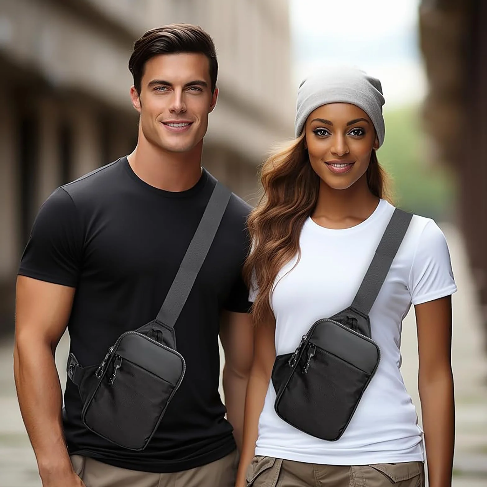 Bolsa Bandolera Hombre,Bolsa Pecho Hombre Pequeña,Mini Mochila Cruzada Hombro,Mini Impermeable Bolsa, Pecho Ligera Bandolera Mochila para Viajar,Correr,Ciclismo