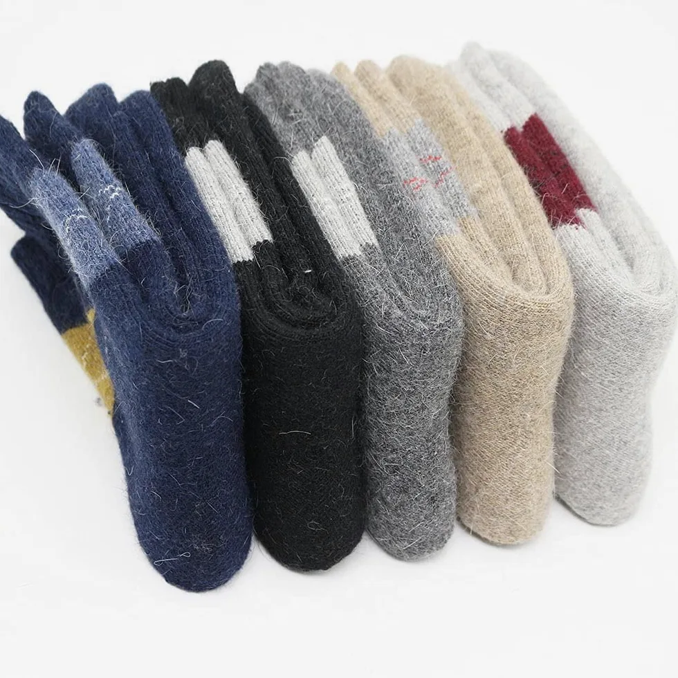 Hombres de Invierno espesados ​​Harajuku Retro Diamante Plaid Nieve Calcetines de Lana fría (Color: T Tamaño: Un tamaño) (Color : A, Size : One Size)