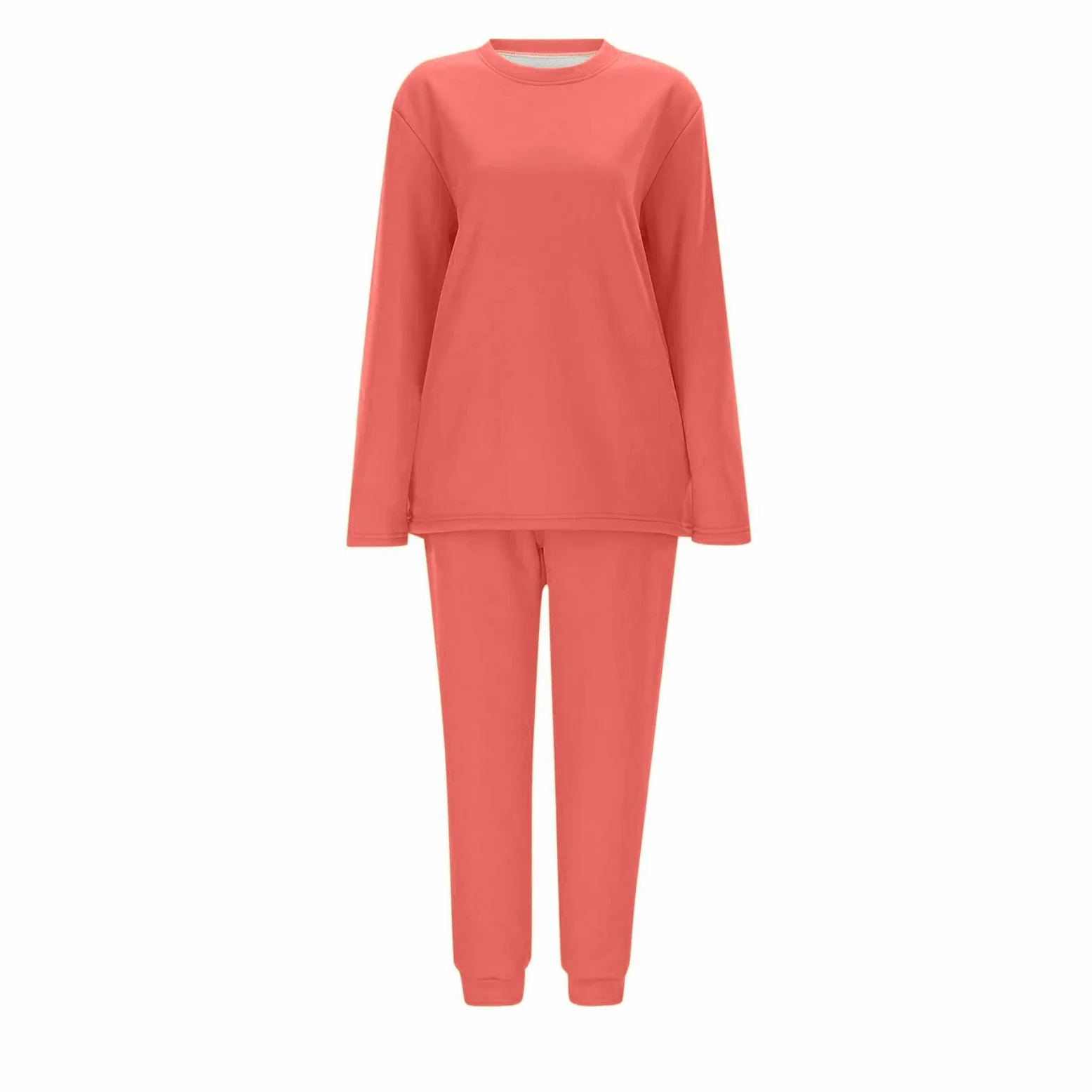 Conjunto de Pijama de Sudadera y Pantalones con Forro para Mujer para Calidez Invernal con Traje de Felpa Tops cómodos y Holgados Ropa de Estar por casa cálida de Invierno para Mujer
