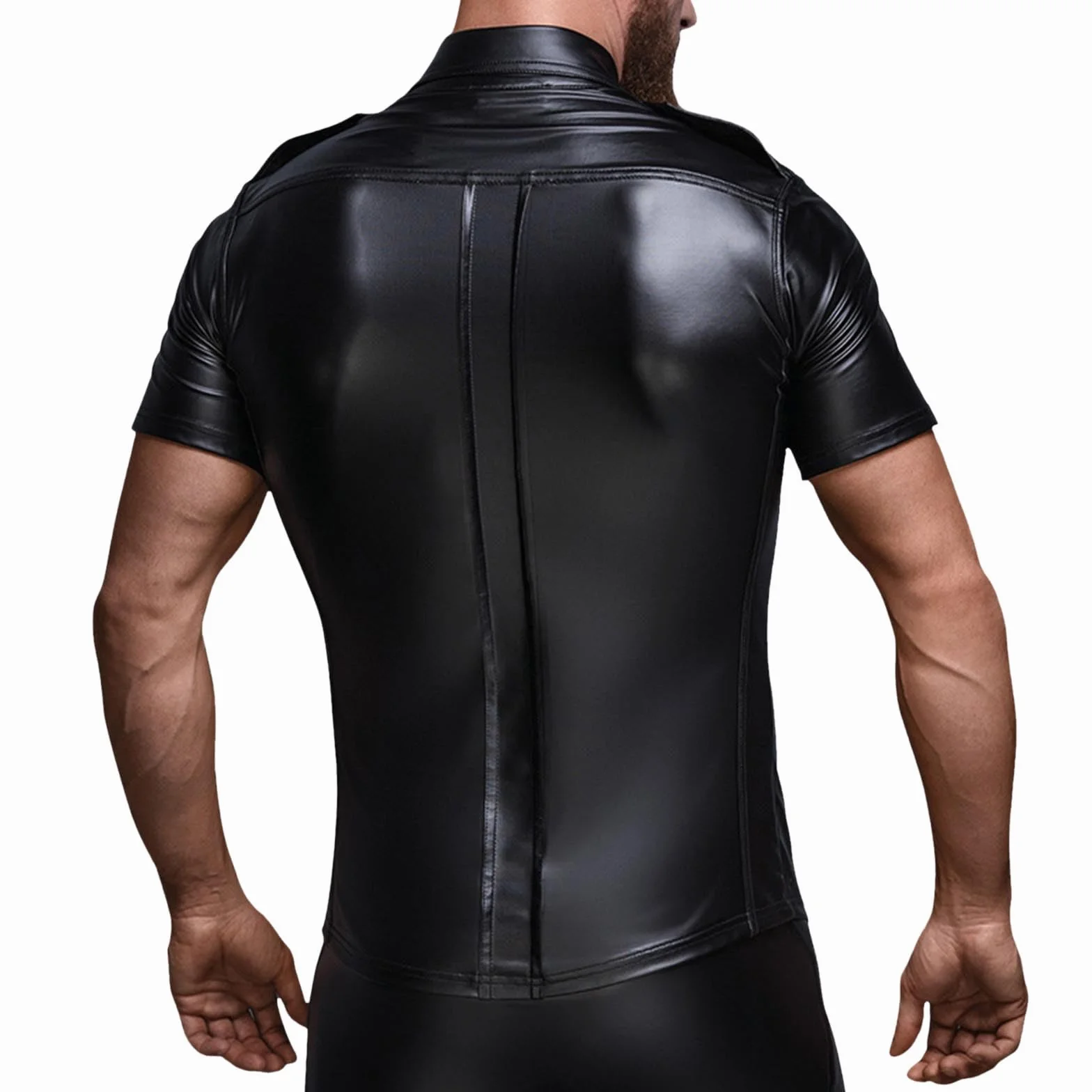 Camisa Estampada Hombre - Camisa De Cuero Sexy para Hombre Cuero Mat Ropa De Actuación Discotecas Escenario Cuero Patent