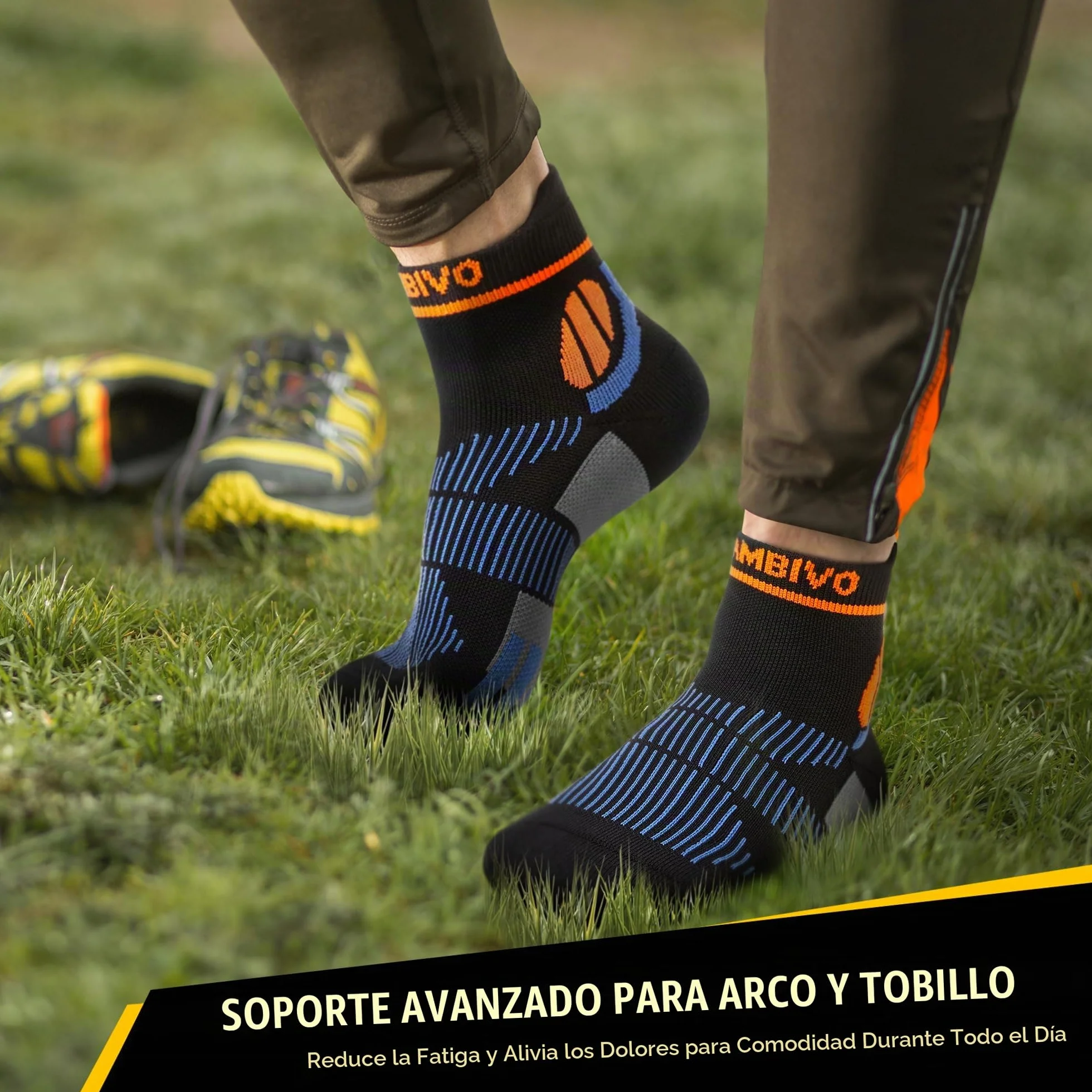 CAMBIVO Medias Compresion Cortos Mujer Hombre 2 Pares, Calcetines Deporte, Medias de Compresión, Calcetines Tobilleros Antiampollas Transpirable para Fascitis Plantar, Varices Running Avion Enfermera